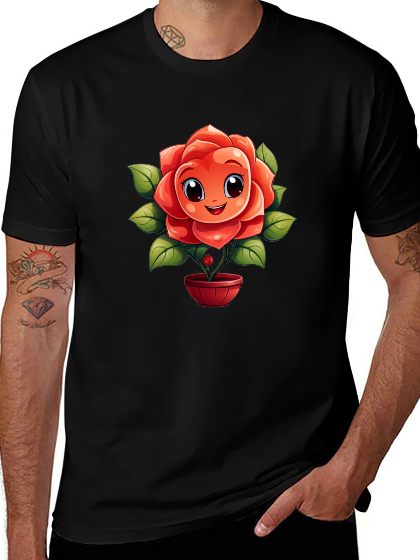 Variant 13 of Cartoon Rose Graphic T-Shirt - Soft Cotton Blend