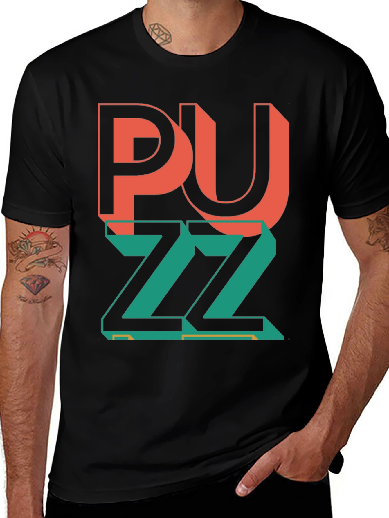 Variant 27 of Trendy Graphic Tee - Puzzle Design