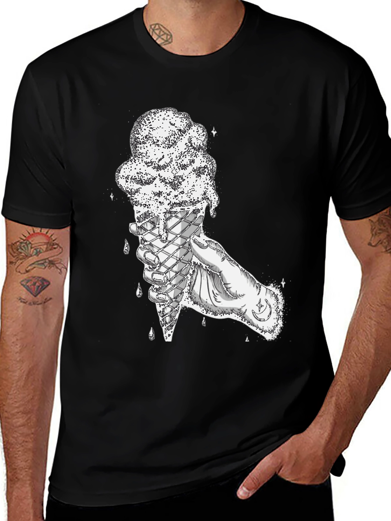 Variant 17 of Ice Cream Cone Graphic T-Shirt - Black