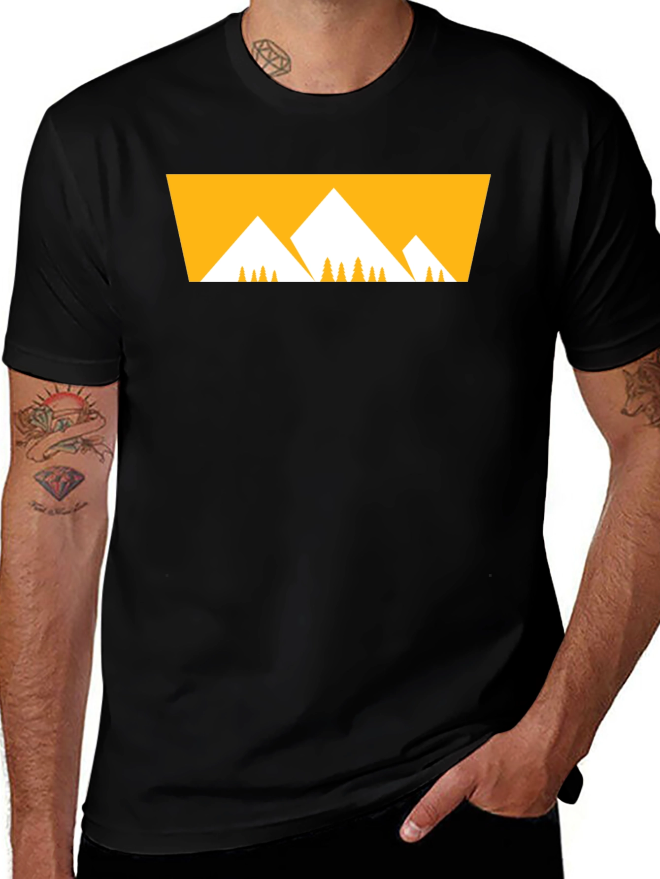 Variant 5 of Mountainscape Graphic Tee - Black