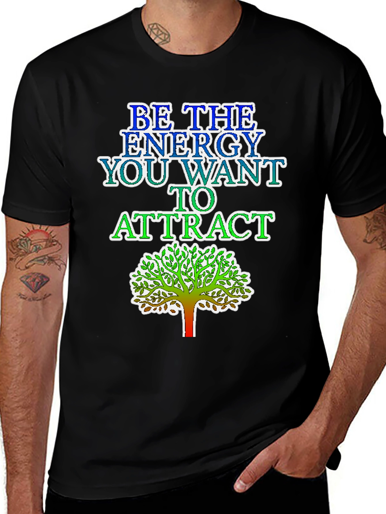 Variant 14 of Energy Tree Graphic Tee - Black Casual T-Shirt