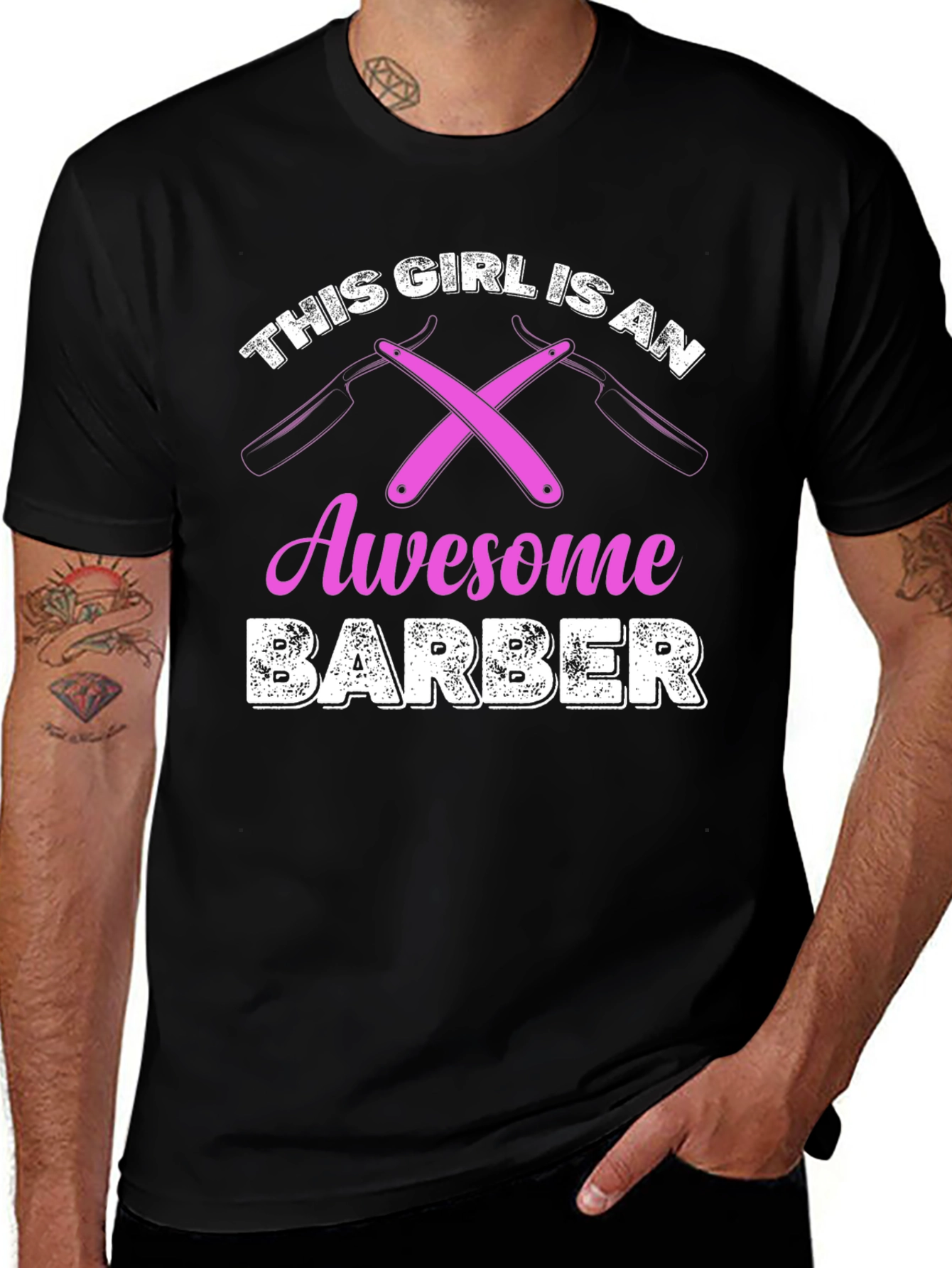 Variant 25 of Awesome Barber Girl T-Shirt - Stylish & Unique!
