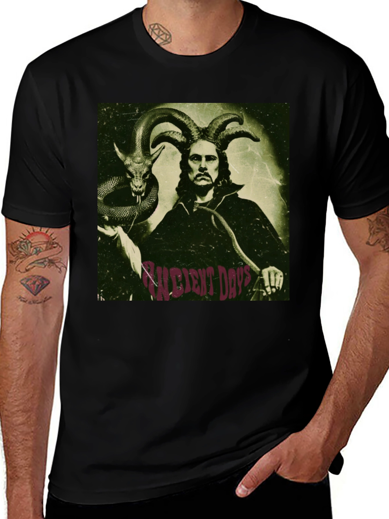 Variant 29 of Occult Horned Man & Snake Graphic T-Shirt