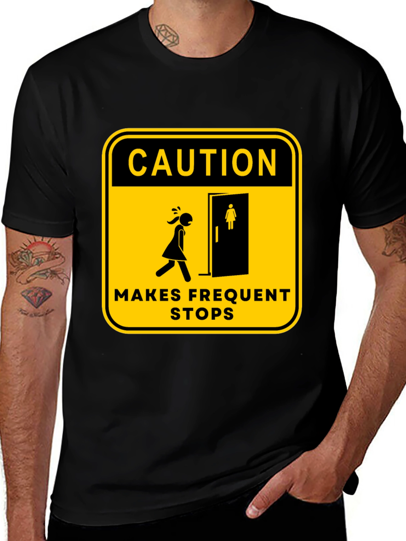 Variant 24 of Caution Frequent Stops Women's Restroom T-Shirt