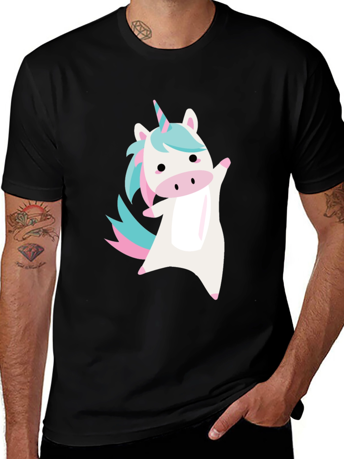 Variant 2 of Unicorn Graphic Tee - Black Cotton Blend