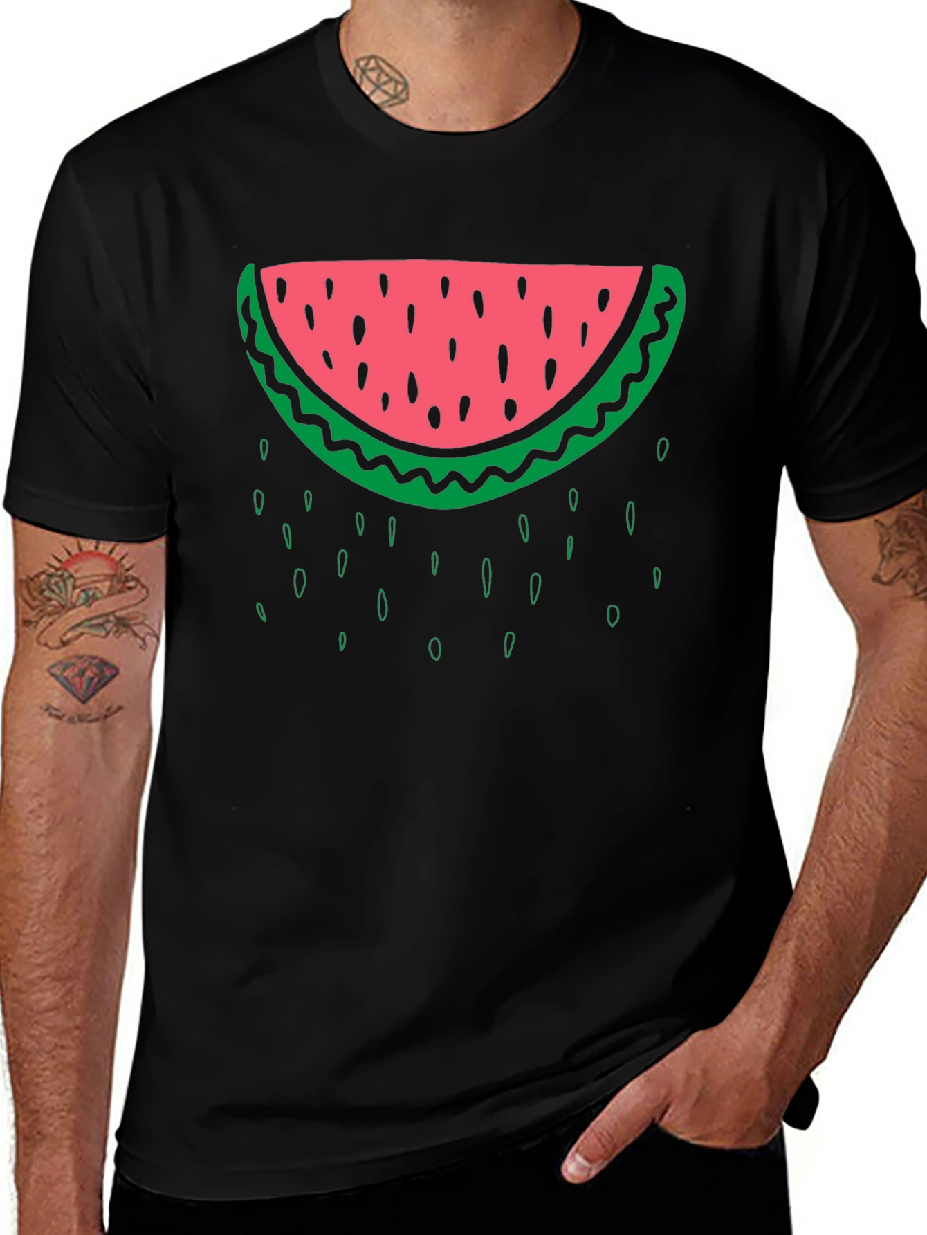 Variant 22 of Watermelon Graphic Black T-Shirt