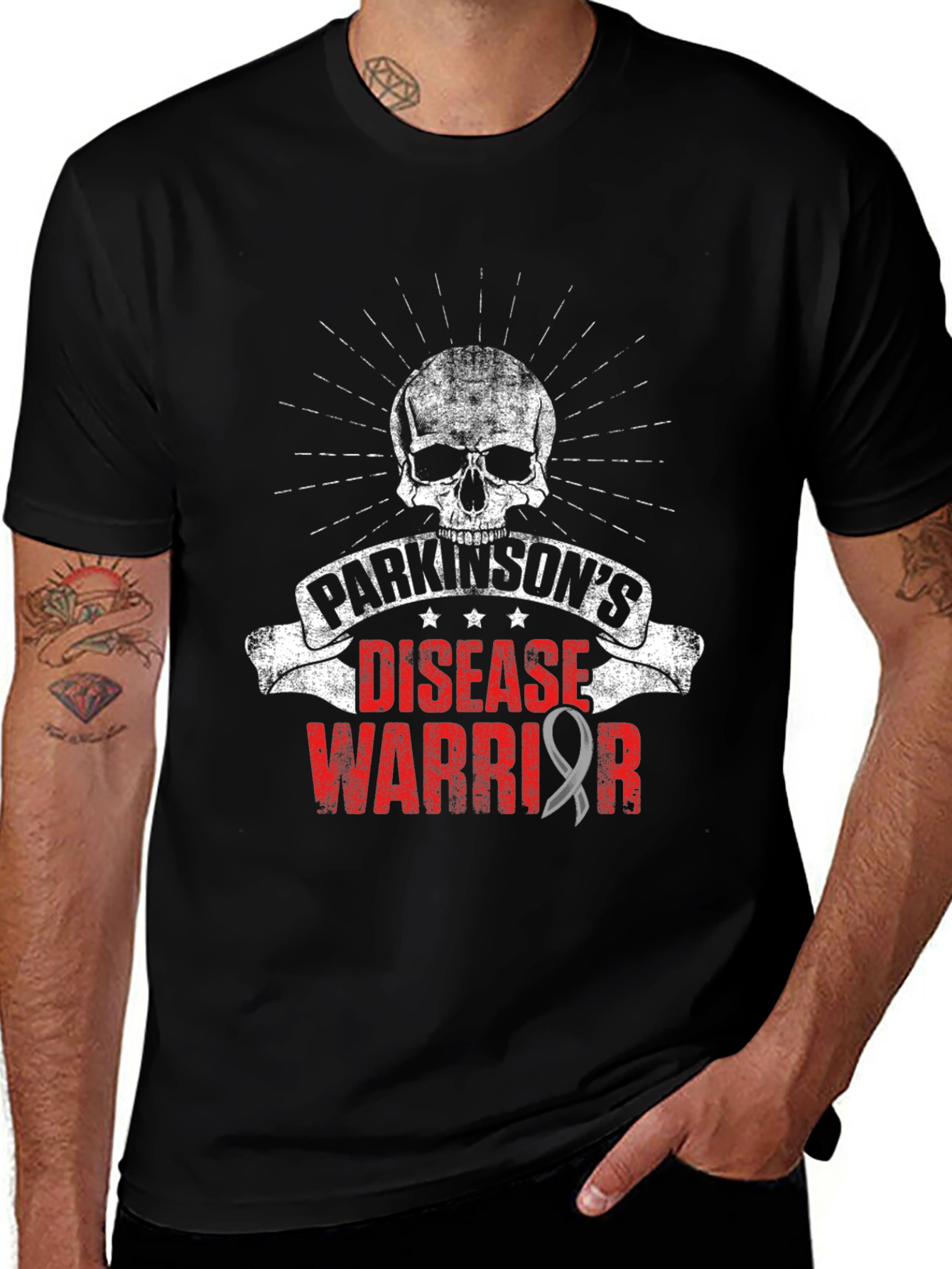 Parkinson's Disease Warrior T-Shirt - Skull Design