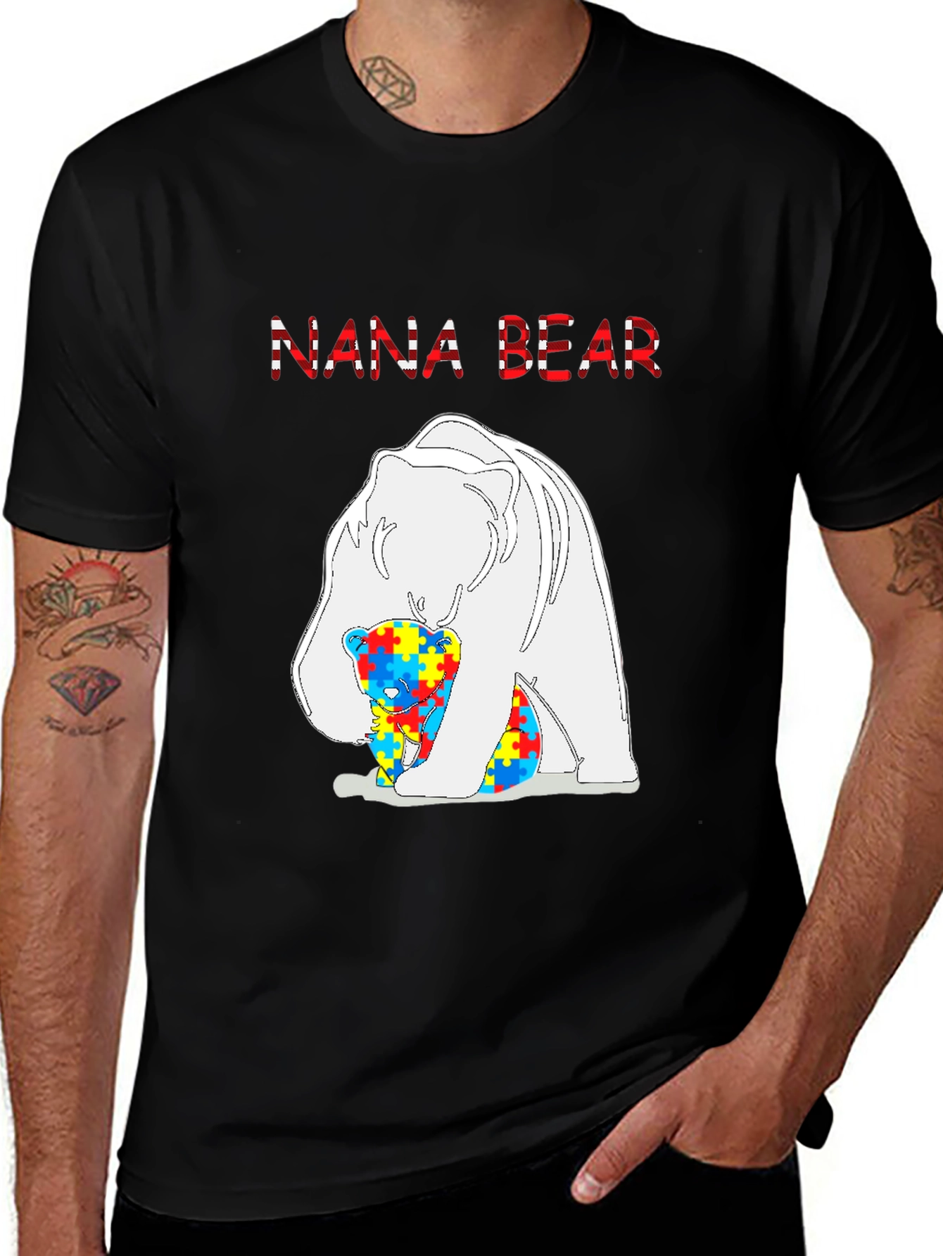 Nana Bear Autism Awareness T-Shirt
