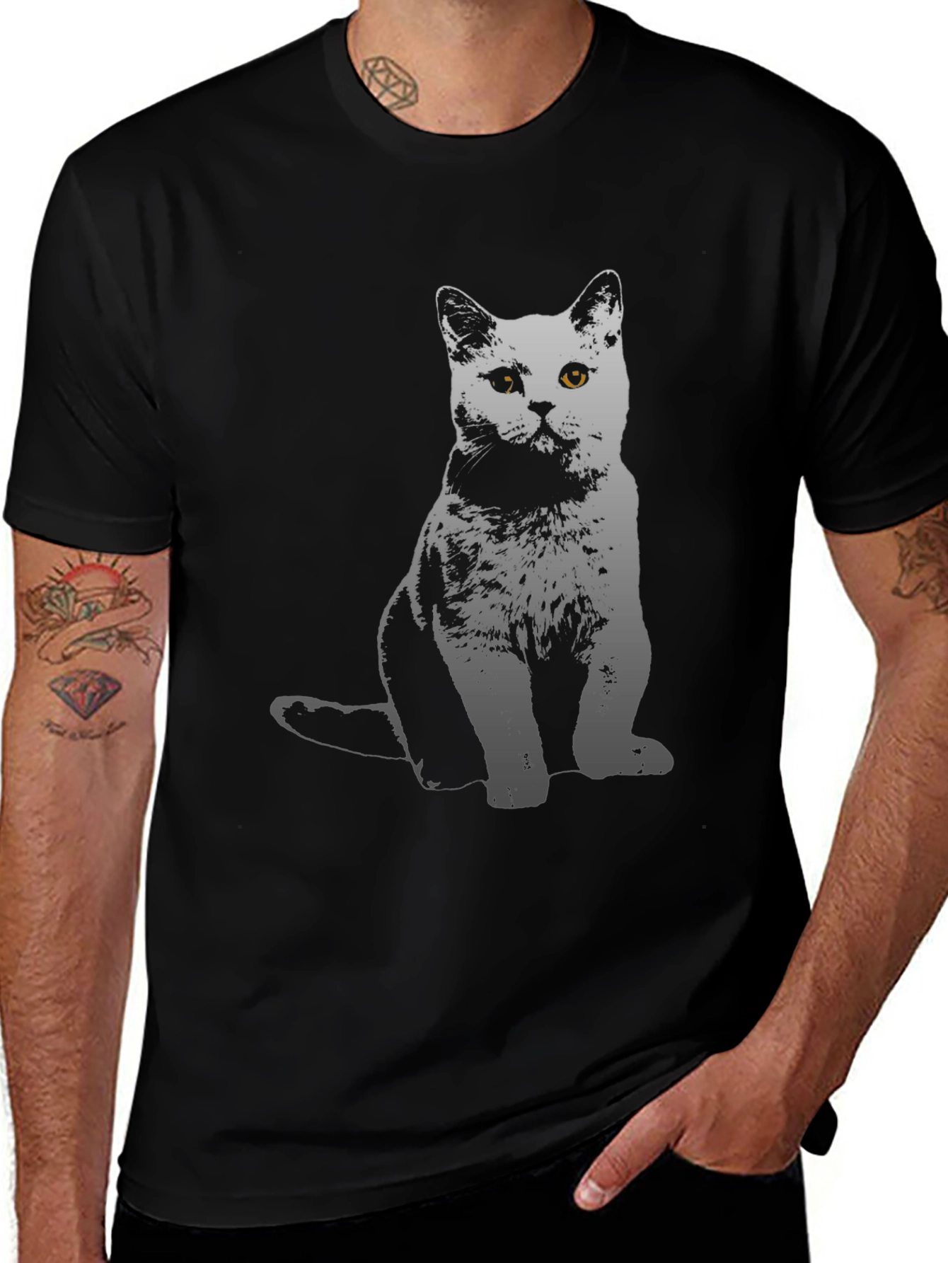 Variant 25 of Cool Cat Graphic T-Shirt - Black