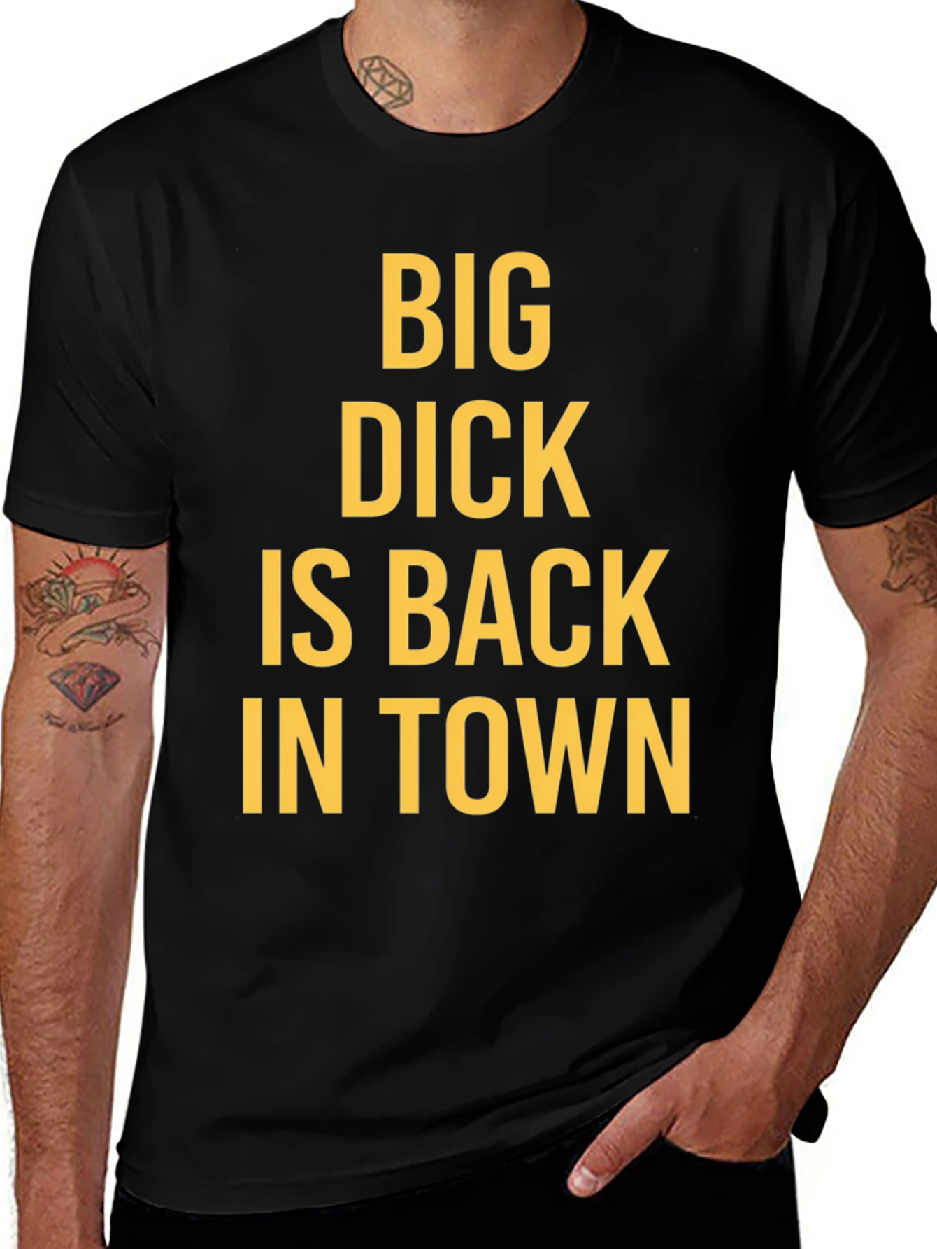 Variant 14 of Humorous Graphic T-Shirt - Big Dick Is Back In Town