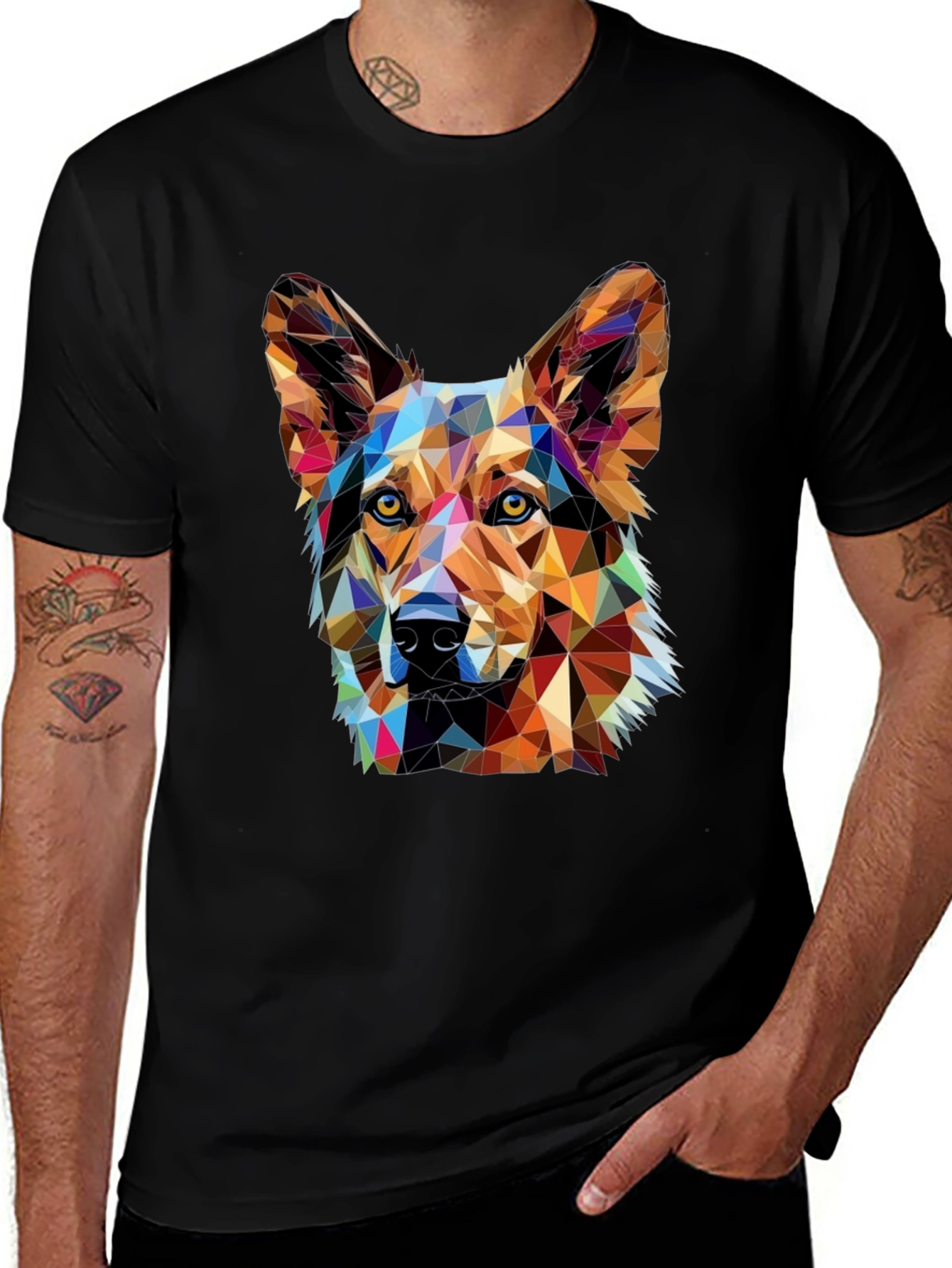 Variant 3 of Geometric Dog Graphic Tee - Modern Abstract Design