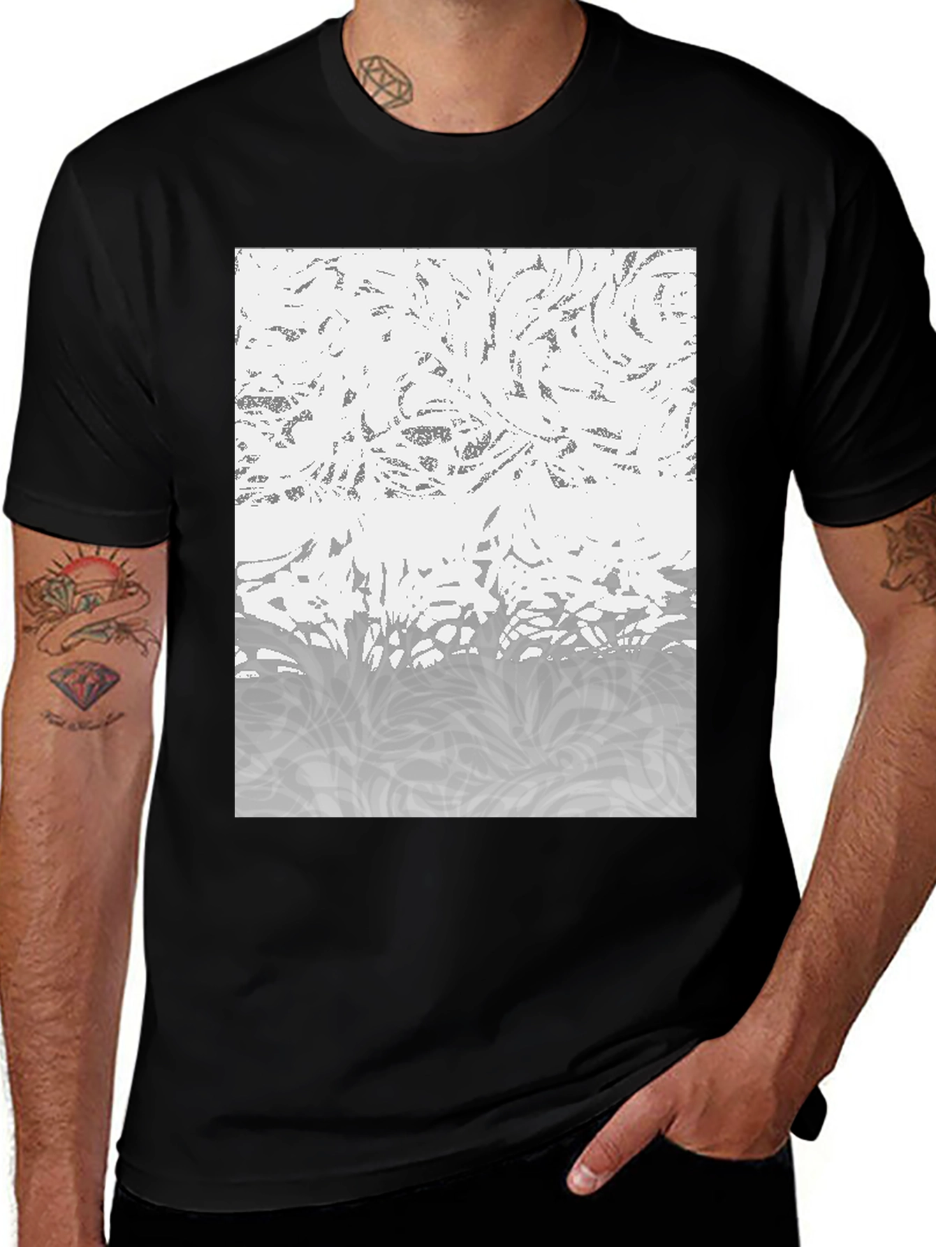 Abstract Pattern Black T-Shirt