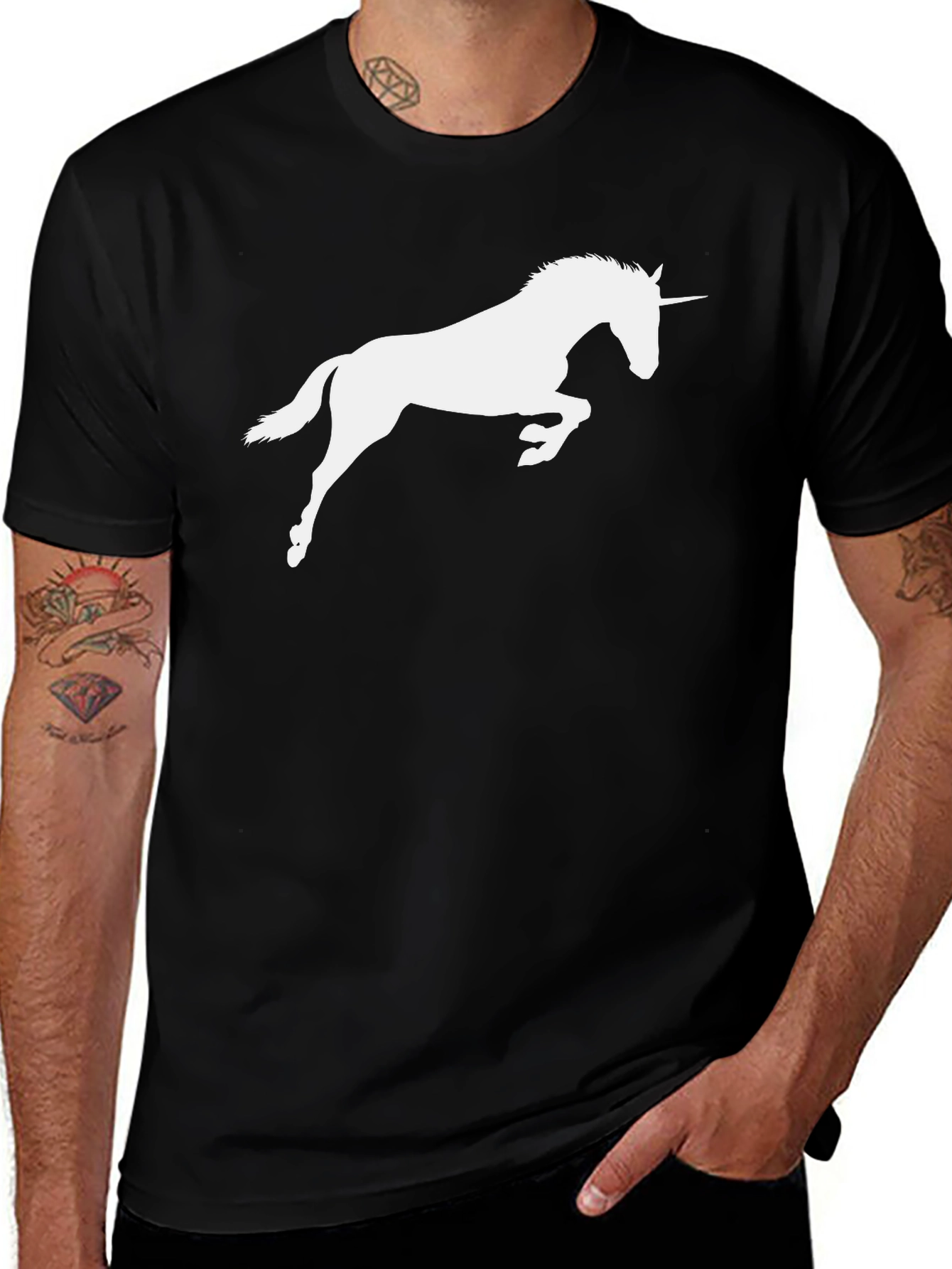Variant 3 of Unicorn Graphic Tee - Black Cotton T-Shirt