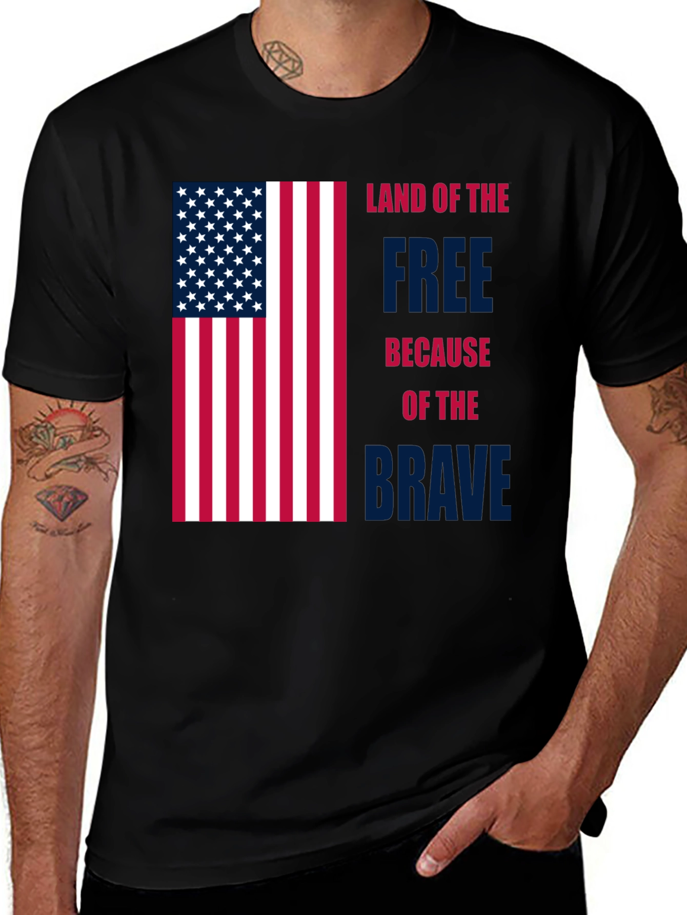 Variant 19 of Land of the Free T-Shirt - Patriotic USA Flag Design