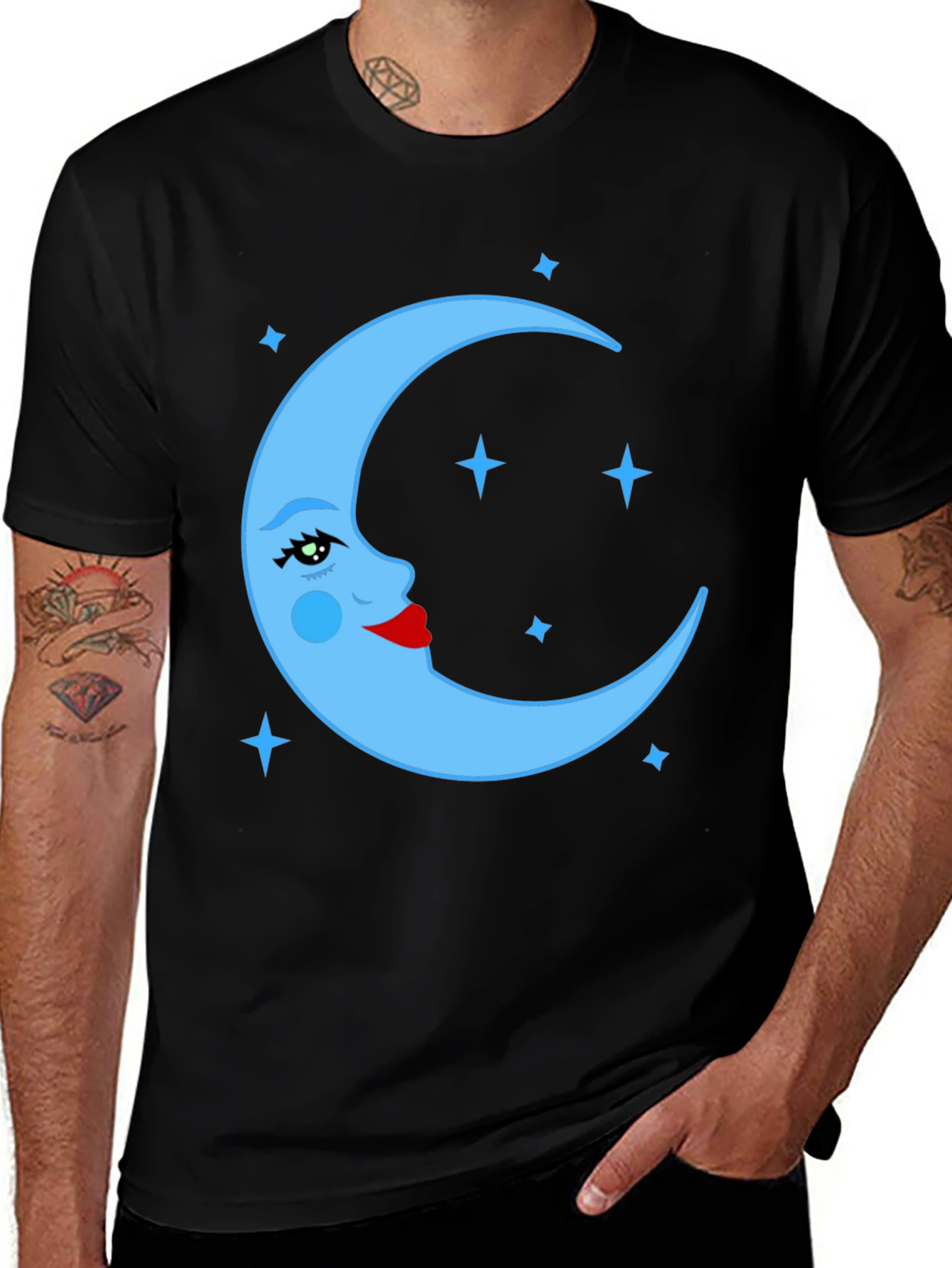 Variant 2 of Celestial Crescent Moon Graphic Tee - Unisex Black T-Shirt