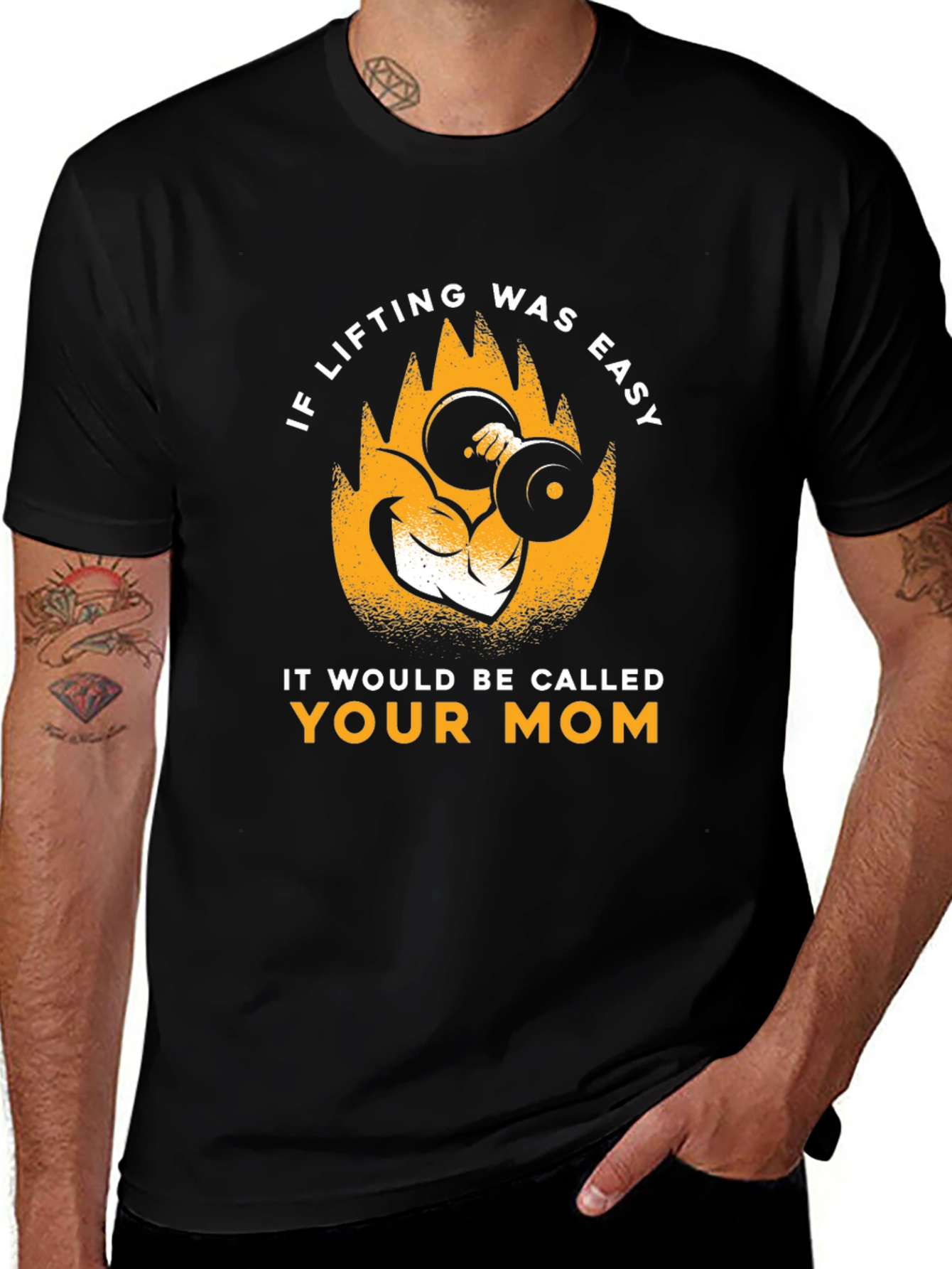 Variant 19 of Funny Lifting Weights Graphic T-Shirt - Your Mom Joke