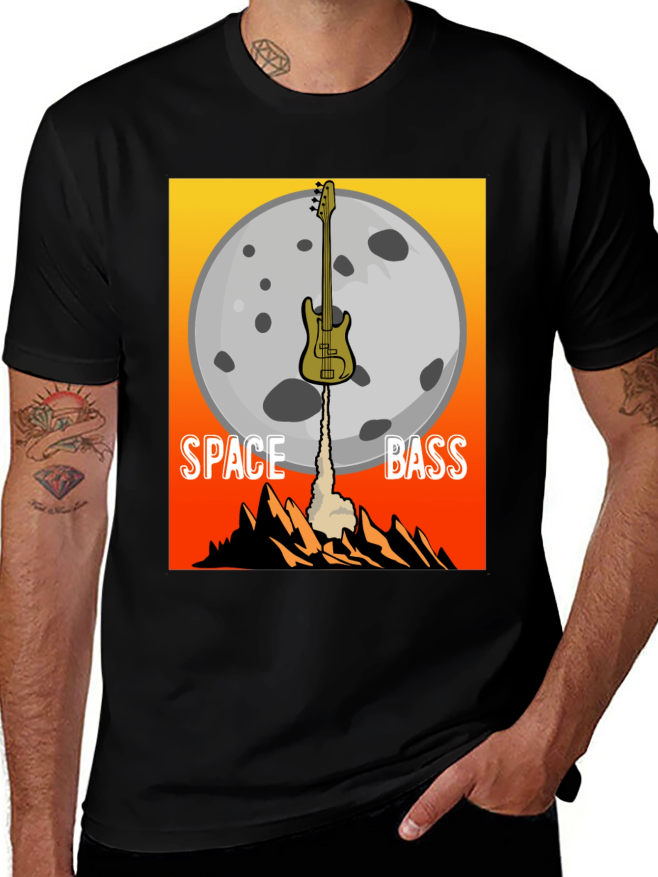 Variant 30 of Space Bass Graphic Tee - Rocket Guitar Shirt