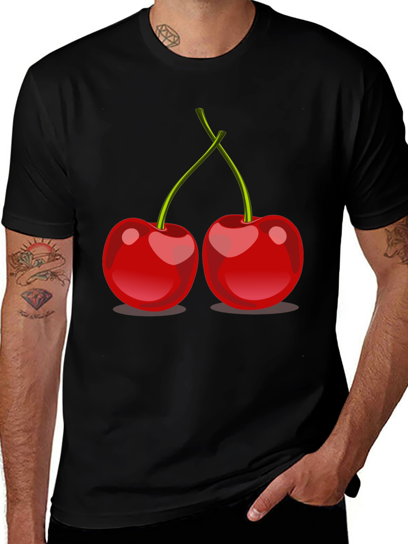 Variant 27 of Cherry Graphic Tee - Stylish Black T-Shirt