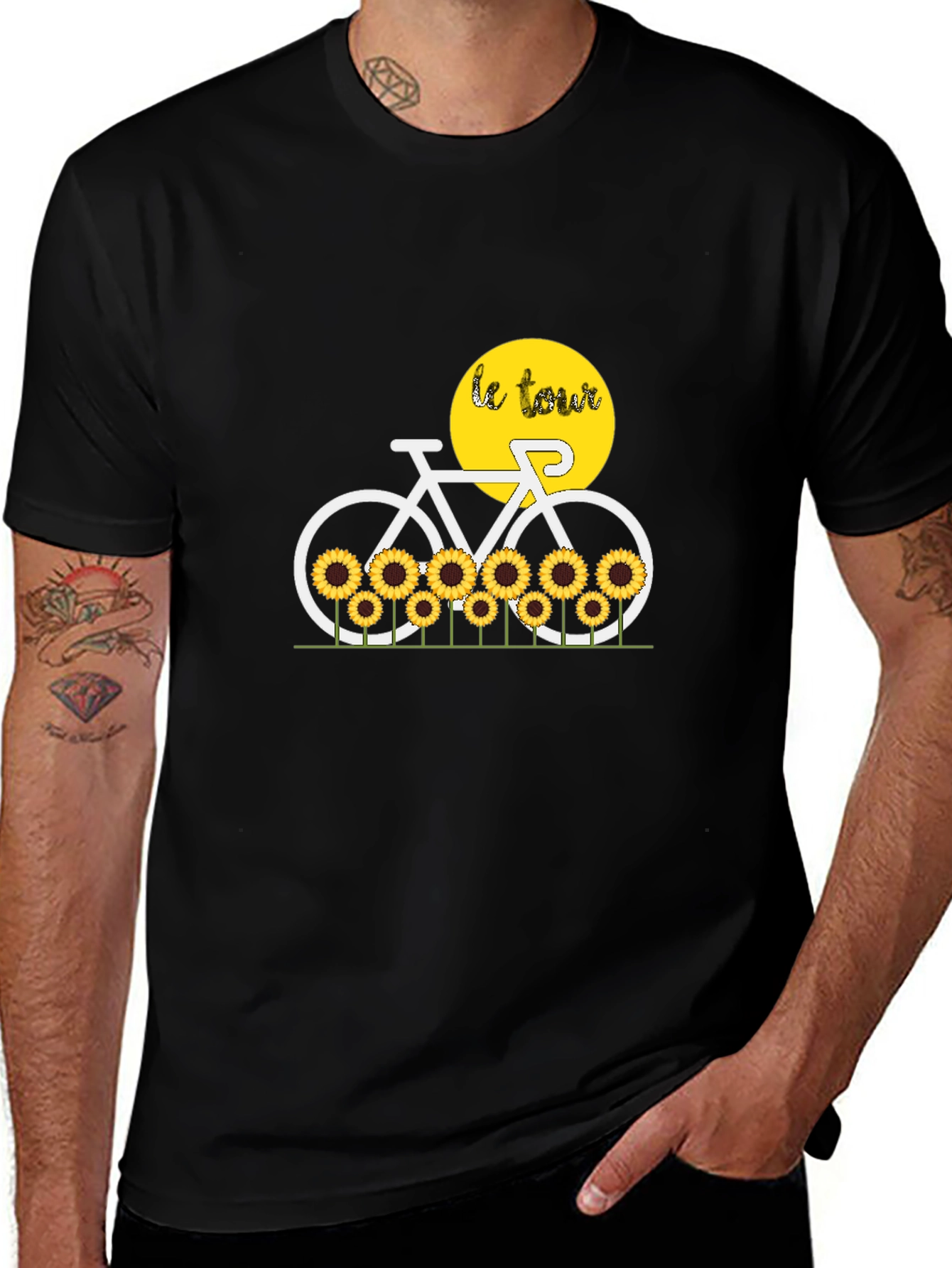 Variant 17 of Le Tour Bicycle Sunflower Graphic Tee - Black