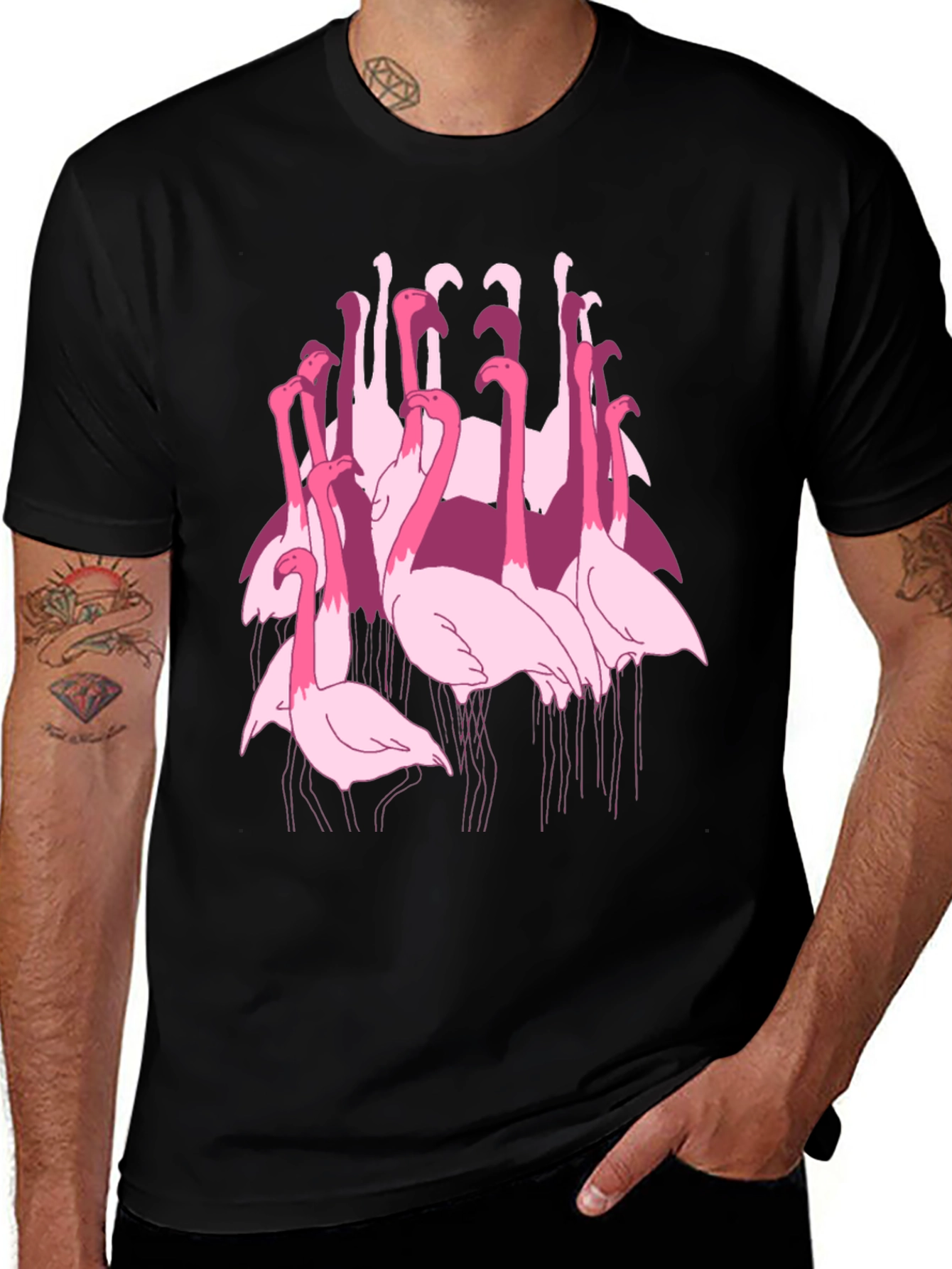 Variant 23 of Flamingo Graphic Tee - Black Cotton T-Shirt