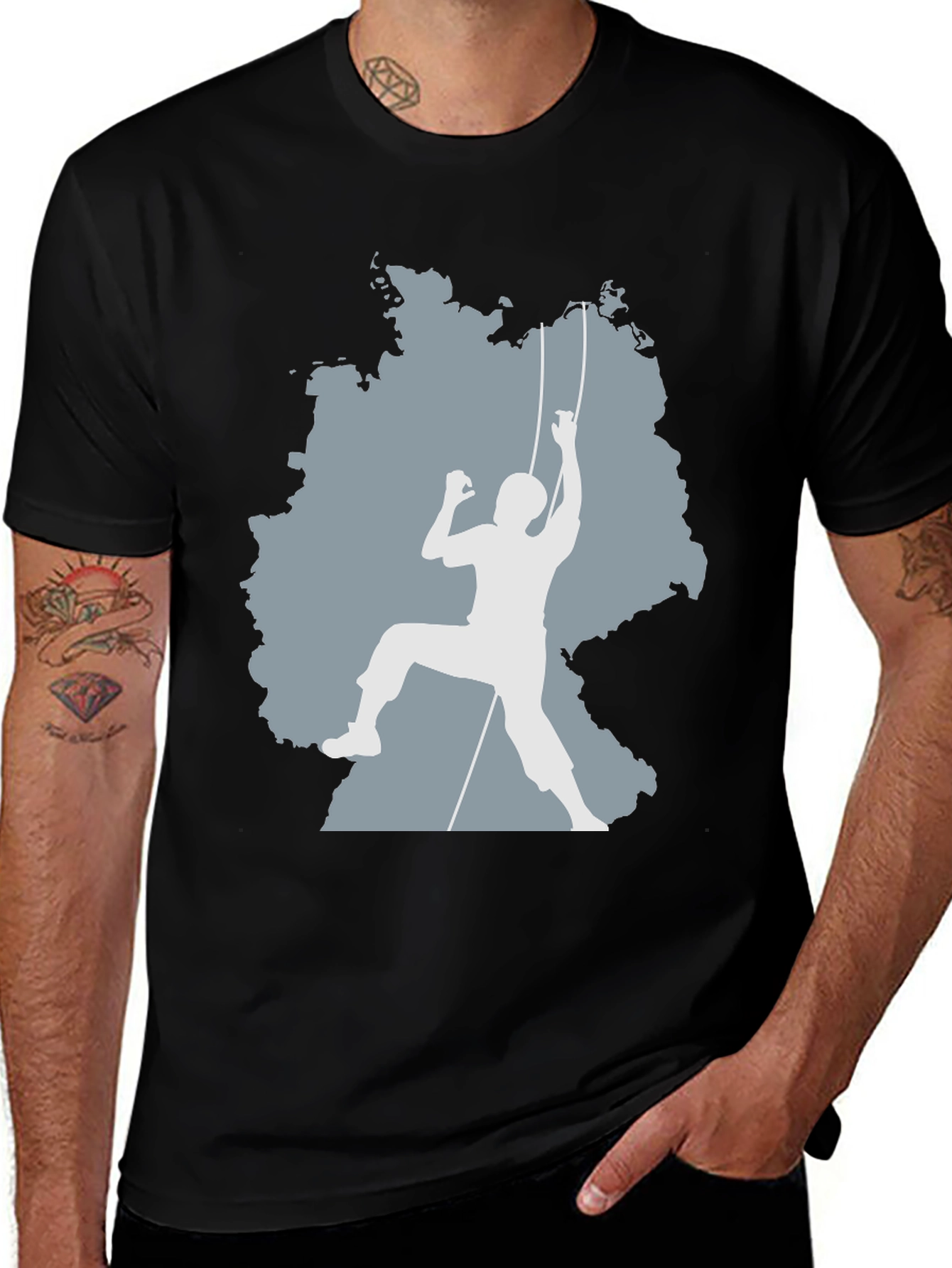 Variant 29 of Climbing Germany Map Graphic Tee - Black T-Shirt