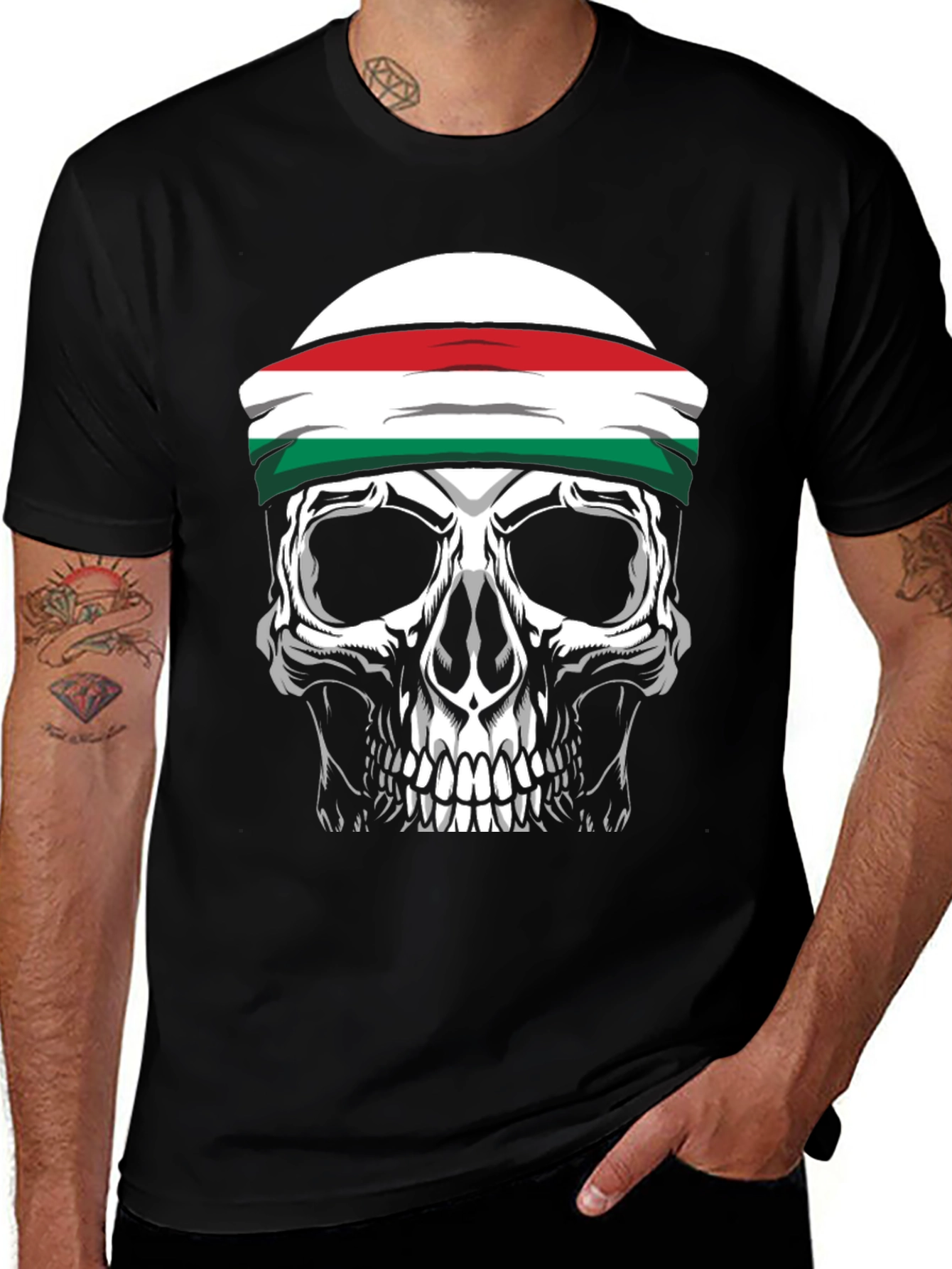 Variant 18 of Skull T-Shirt with Flag Headband