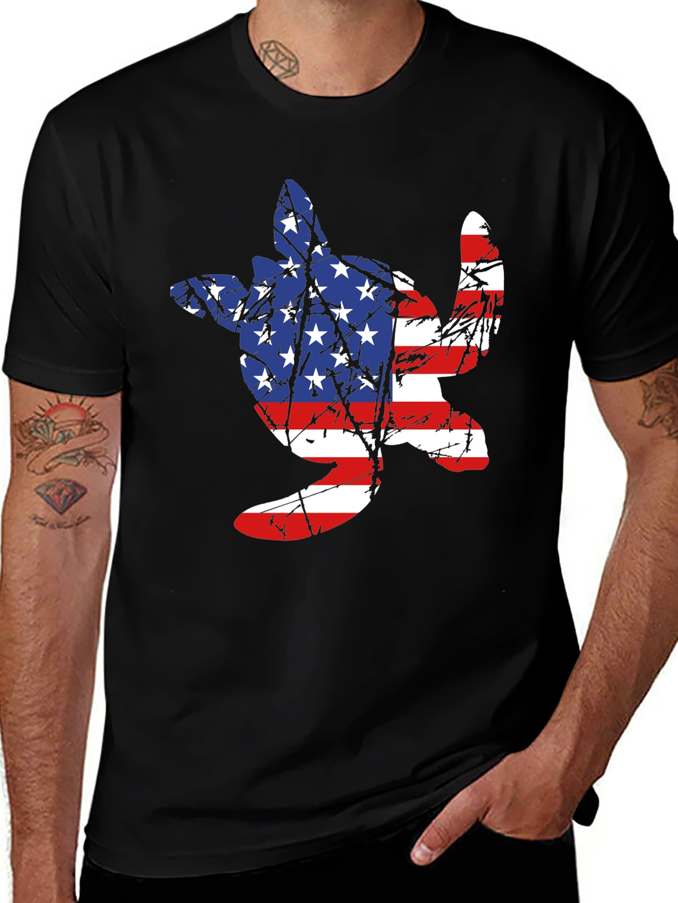 Variant 12 of American Flag Turtle T-Shirt - Patriotic USA Tee