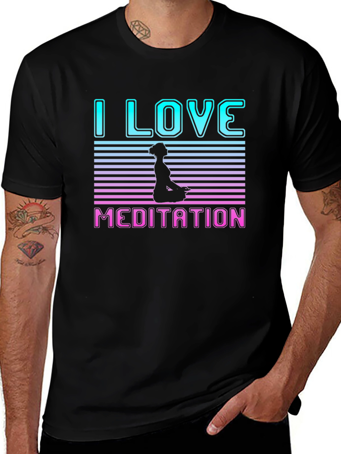 Variant 13 of I Love Meditation Graphic Tee - Black