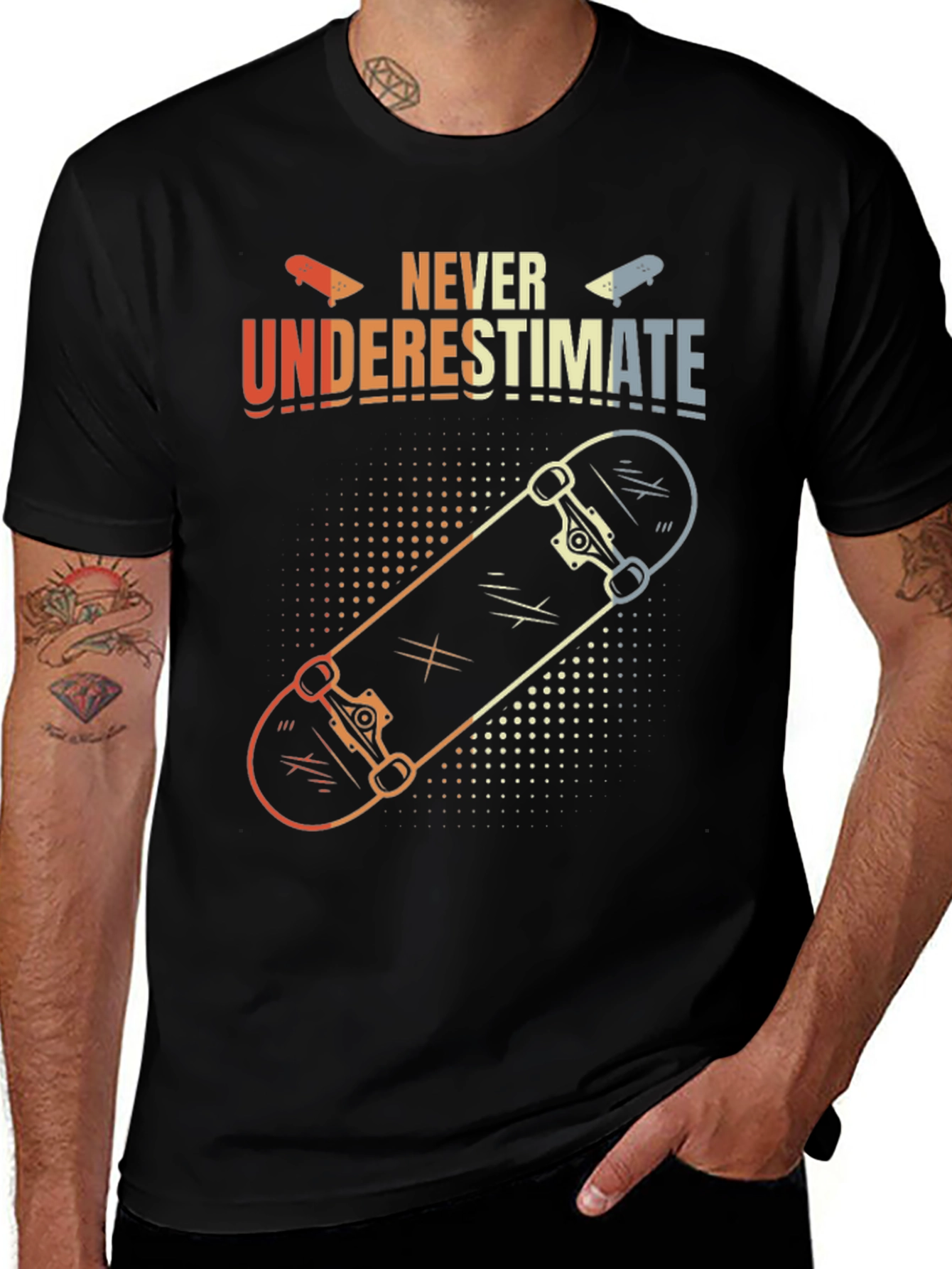 Variant 8 of Never Underestimate Skateboard T-Shirt