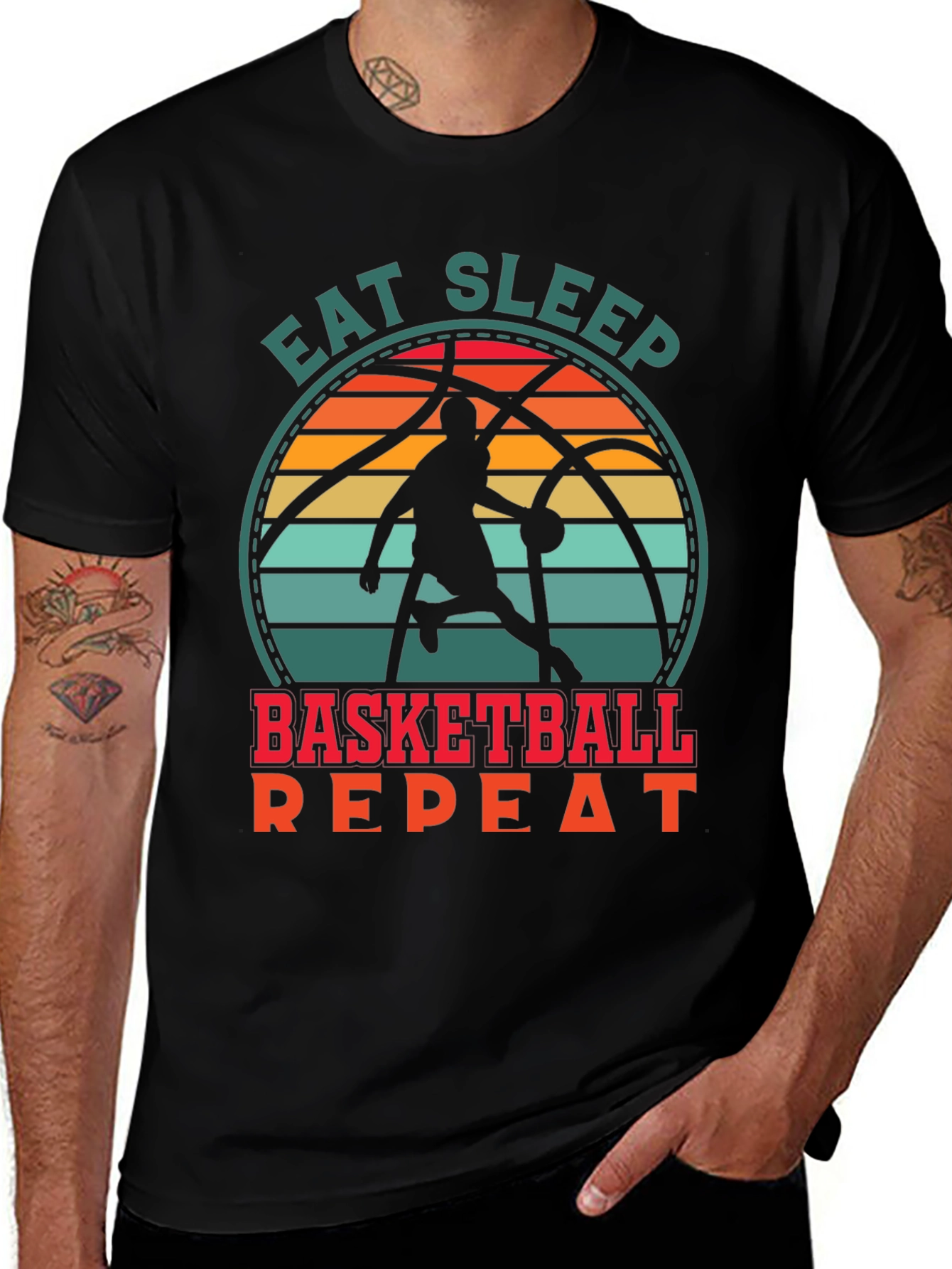 Variant 6 of Eat Sleep Basketball Repeat T-Shirt