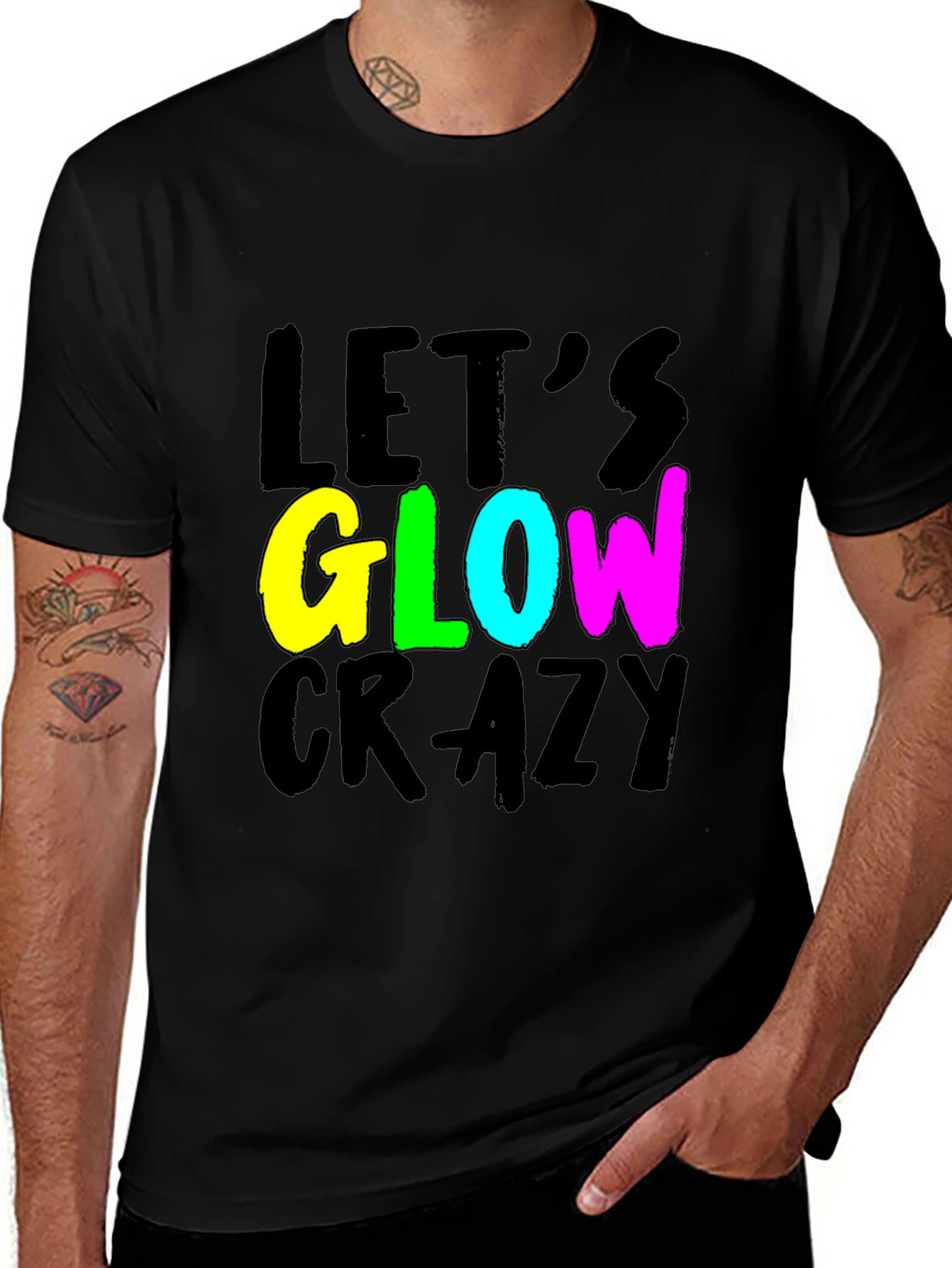 Let's Glow Crazy Black T-Shirt
