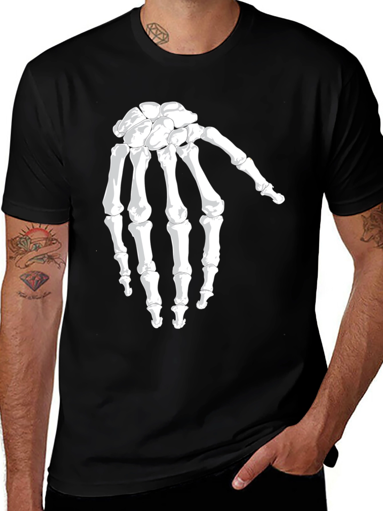 Variant 27 of Skeleton Hand Graphic T-Shirt - Black