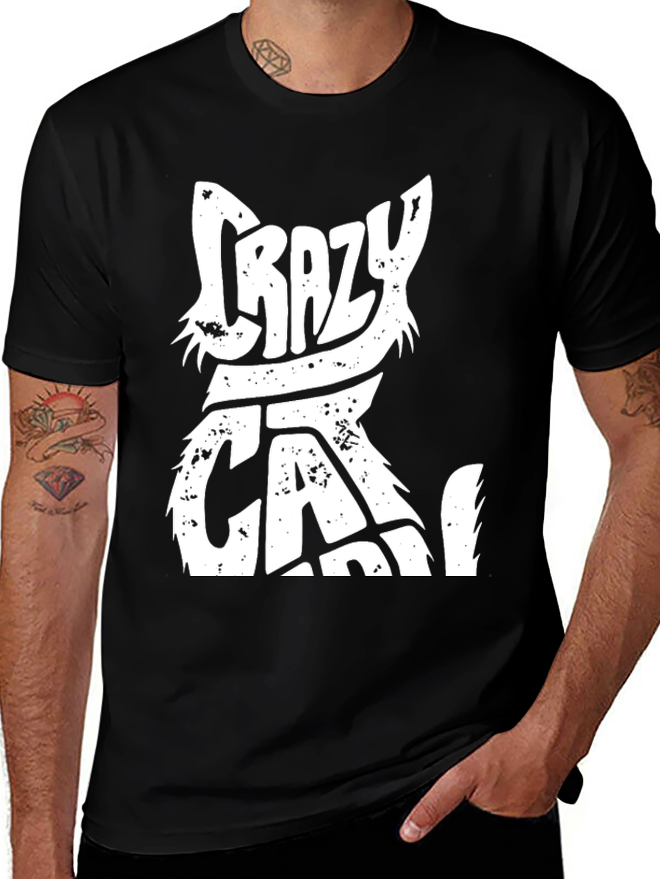 Variant 2 of Crazy Cat T-Shirt - Cool Graphic Tee