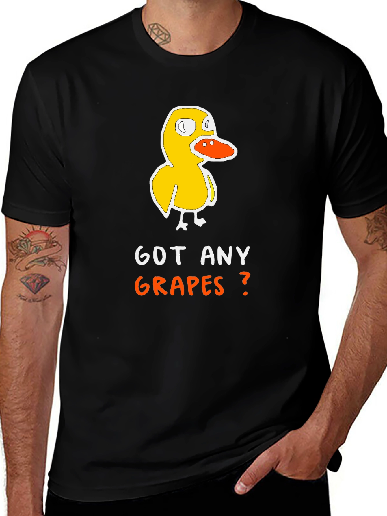 Variant 30 of Got Any Grapes? Black T-Shirt - Funny Duck Graphic Tee