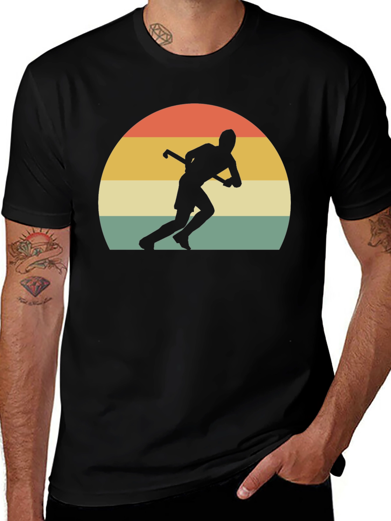 Variant 26 of Vintage Field Hockey Sunset Graphic T-Shirt