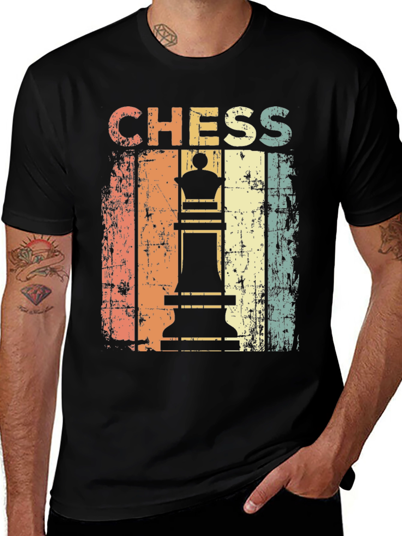 Variant 7 of Vintage Chess Graphic Tee - Black