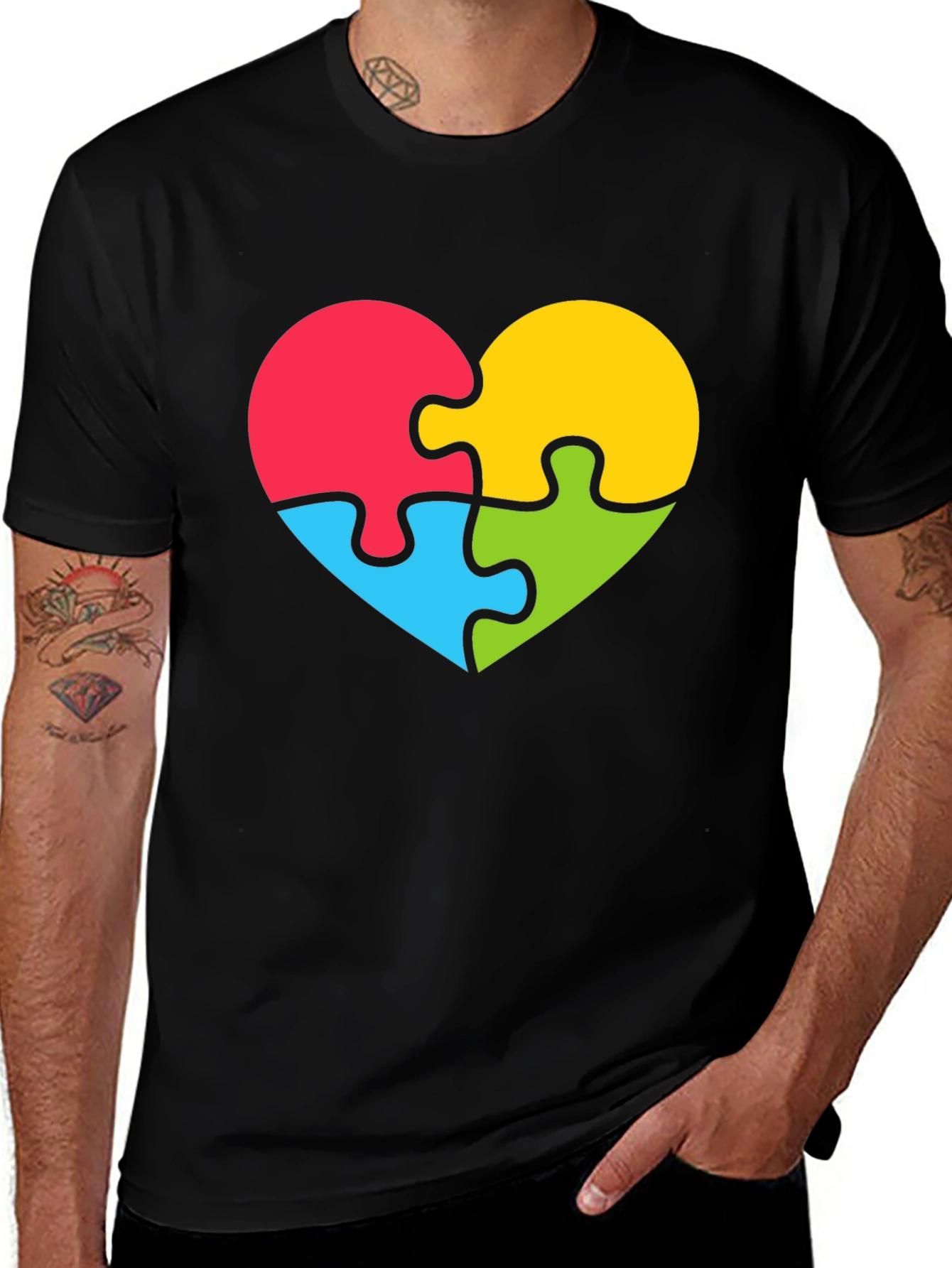 Variant 9 of Autism Awareness Puzzle Heart Tee