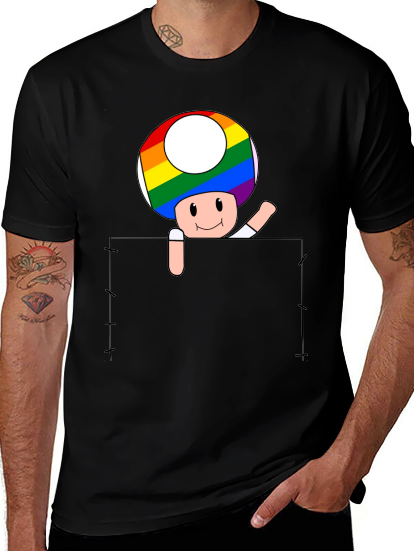 Variant 16 of Rainbow Toad in Pocket Graphic Tee