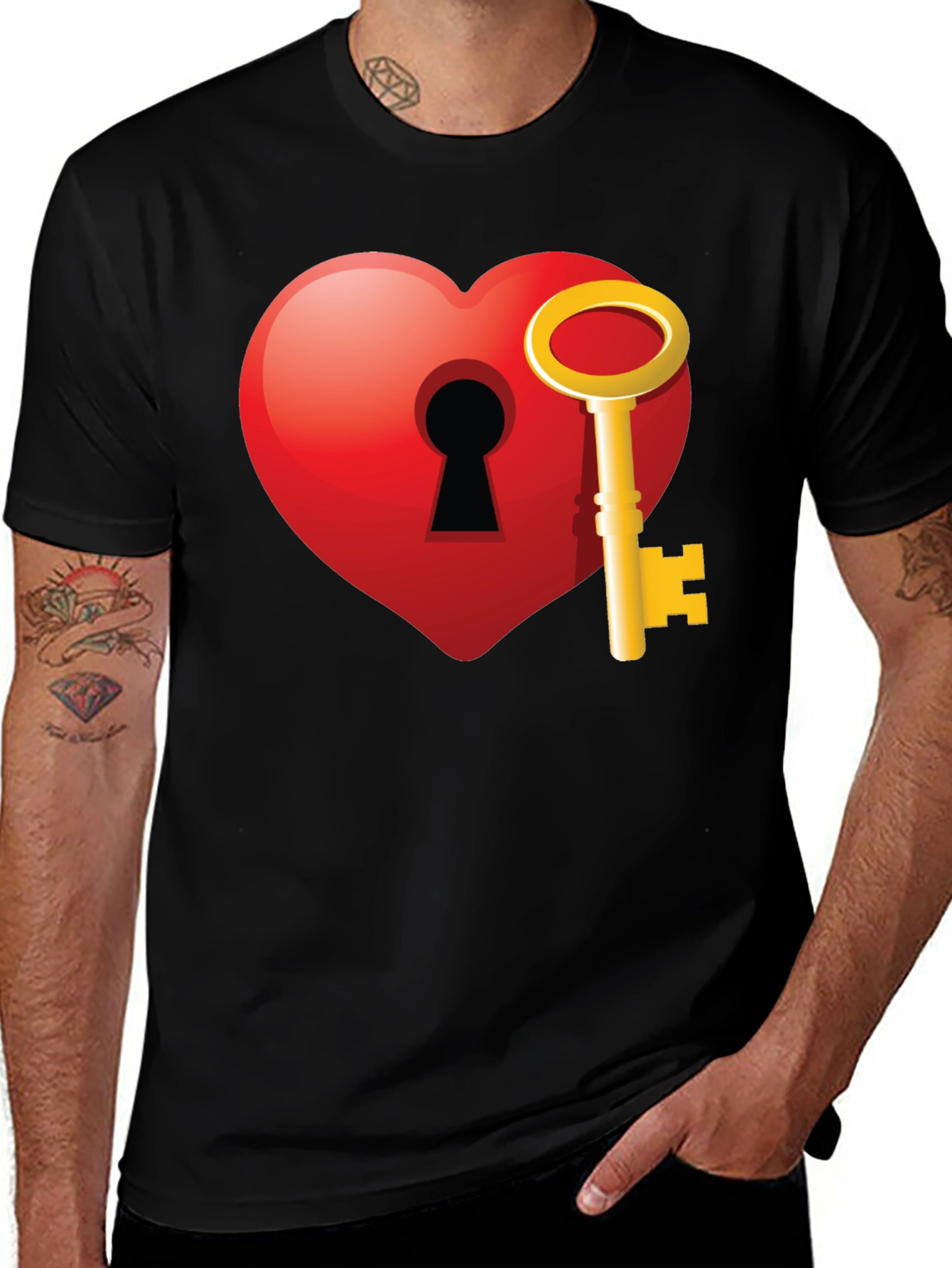 Variant 26 of Heart & Key Graphic Tee - Unlock Your Style