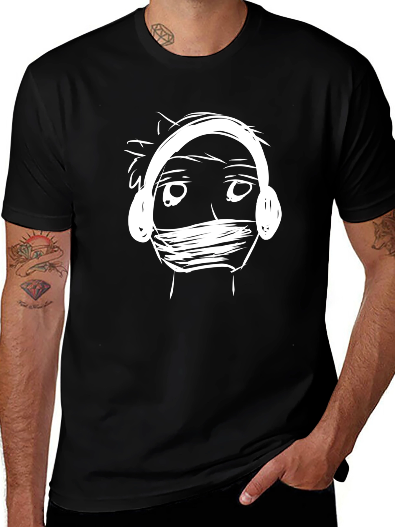Variant 21 of Graphic Tee: Masked Musician Black T-Shirt