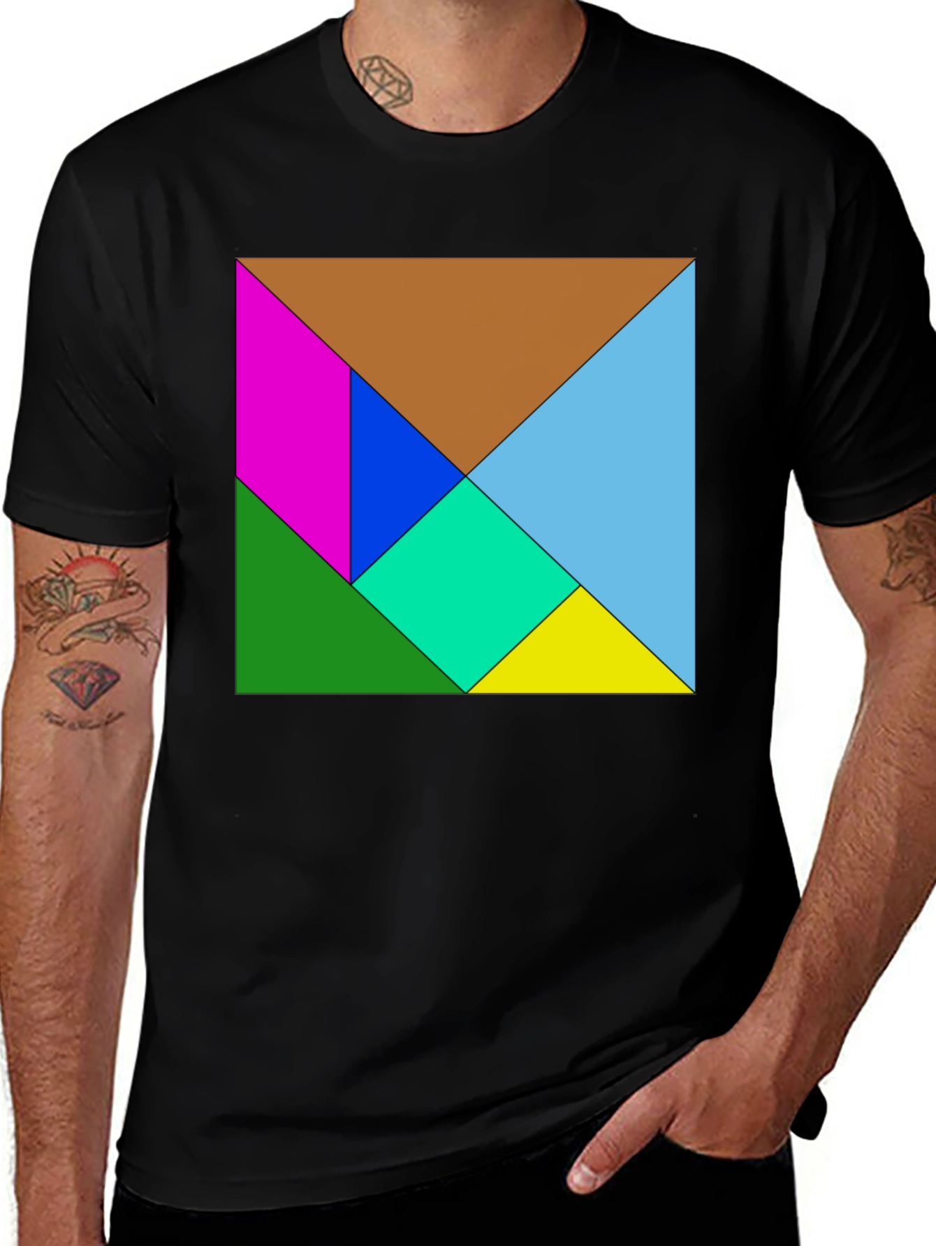 Variant 10 of Geometric Tangram Puzzle Graphic Tee - Unisex