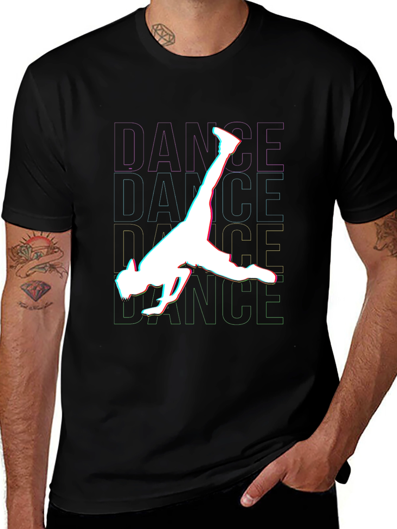 Variant 22 of Dance Graphic T-Shirt - Black Cotton Tee