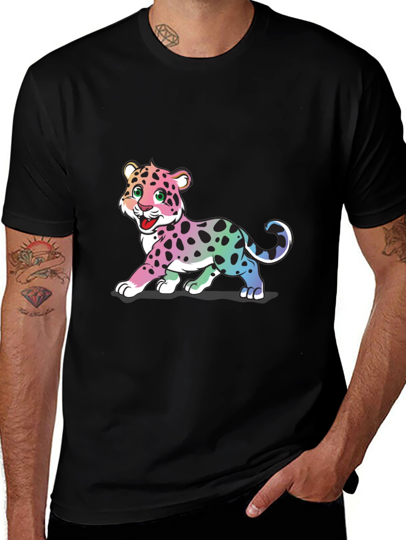 Variant 3 of Rainbow Leopard Print T-Shirt - Funky Animal Tee