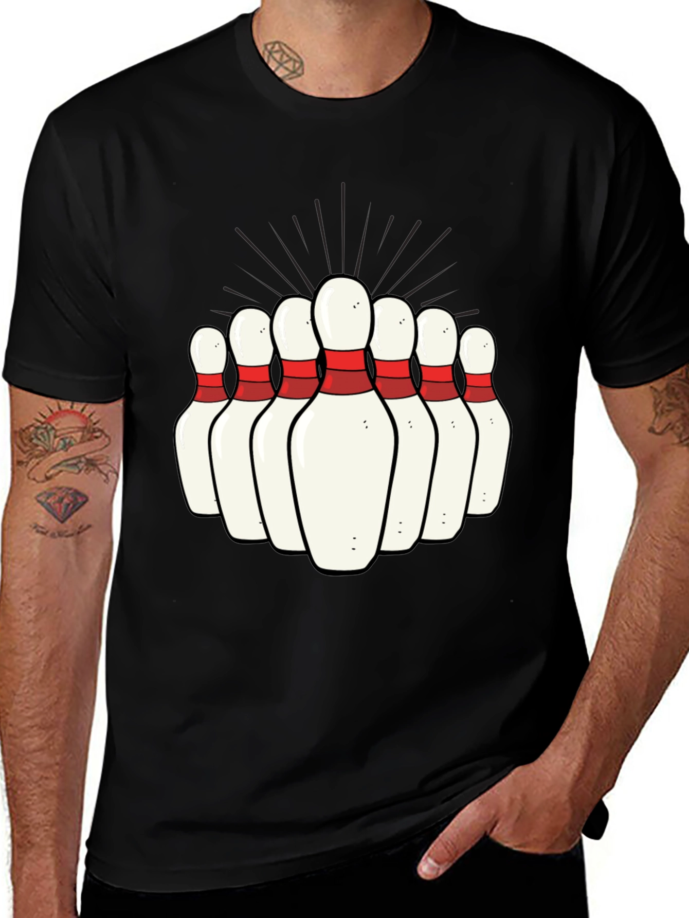 Variant 8 of Bowling Pins Graphic Tee - Strike Style!