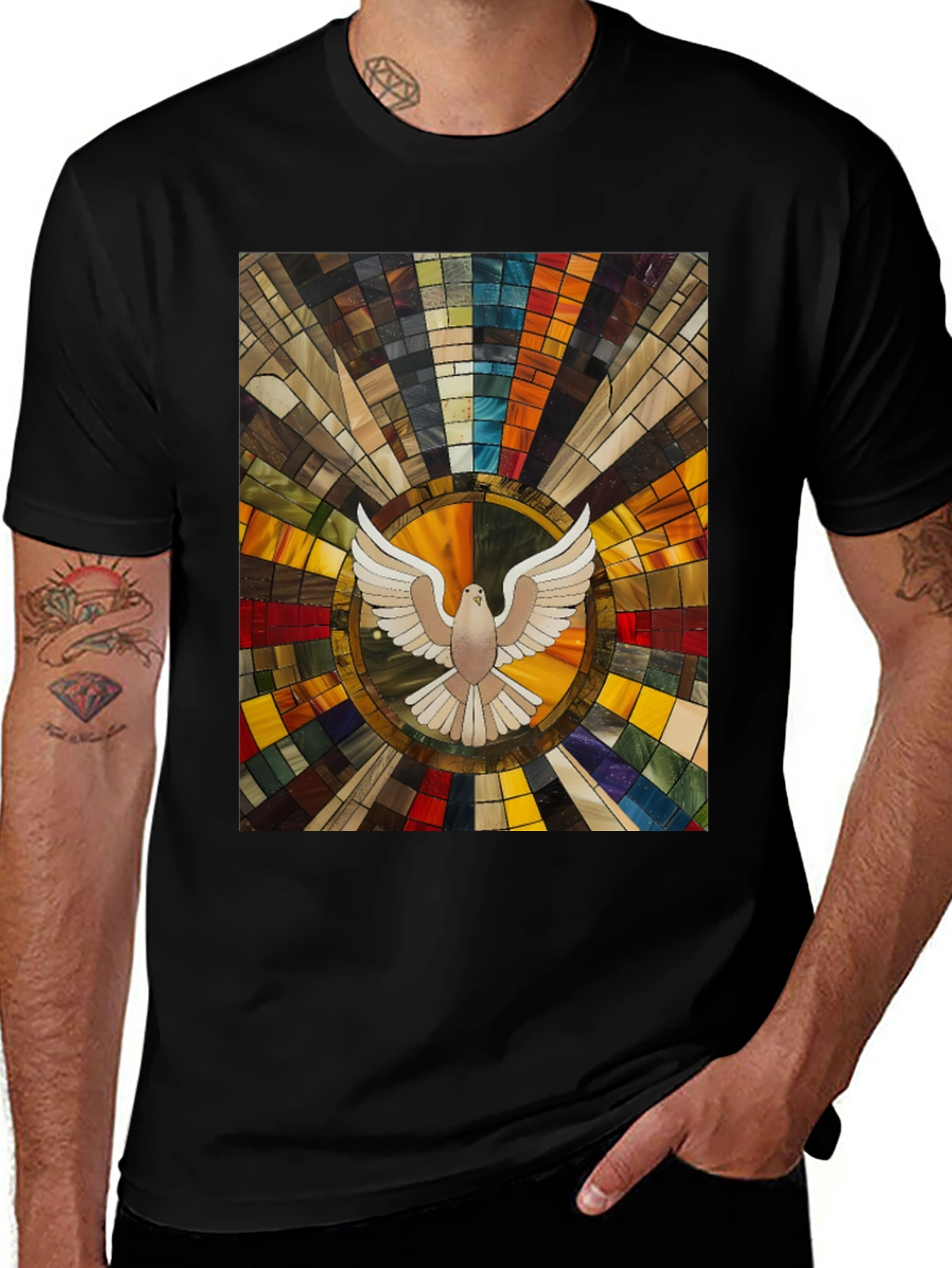 Variant 10 of Dove Stained Glass Graphic Tee