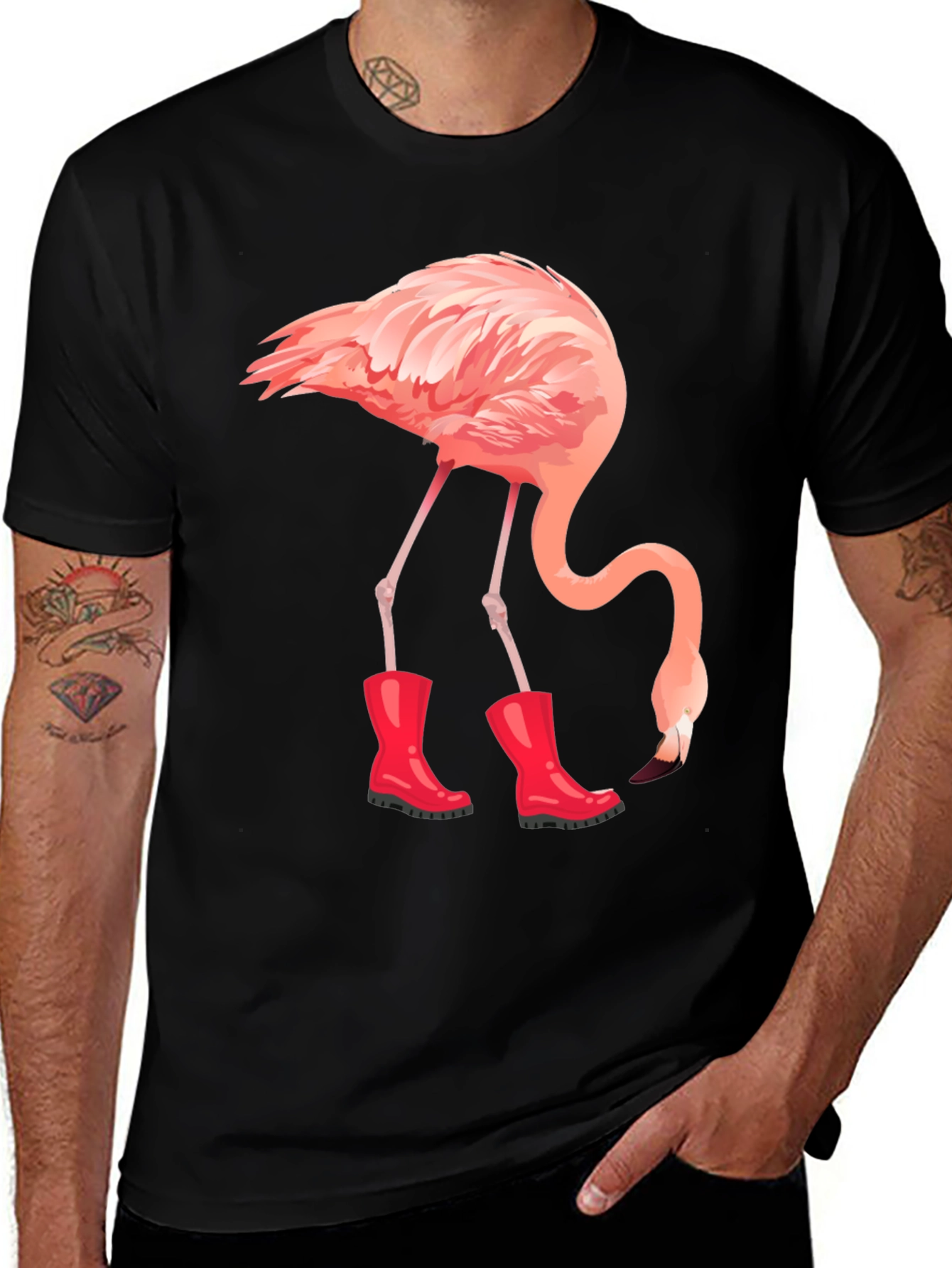 Variant 2 of Flamingo in Boots Graphic Tee - Quirky Unisex T-Shirt