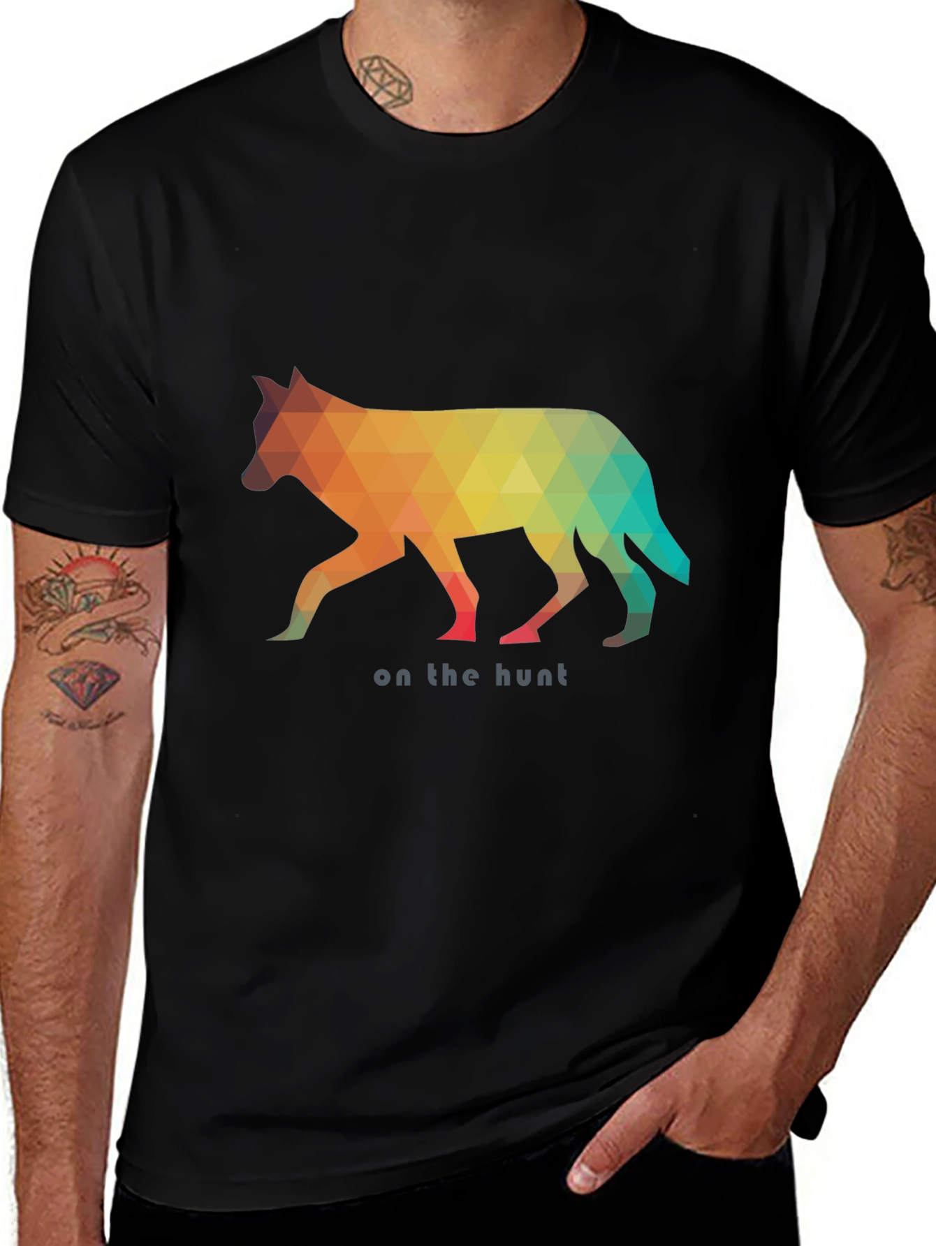 Variant 21 of Geometric Wolf Graphic Tee - On the Hunt