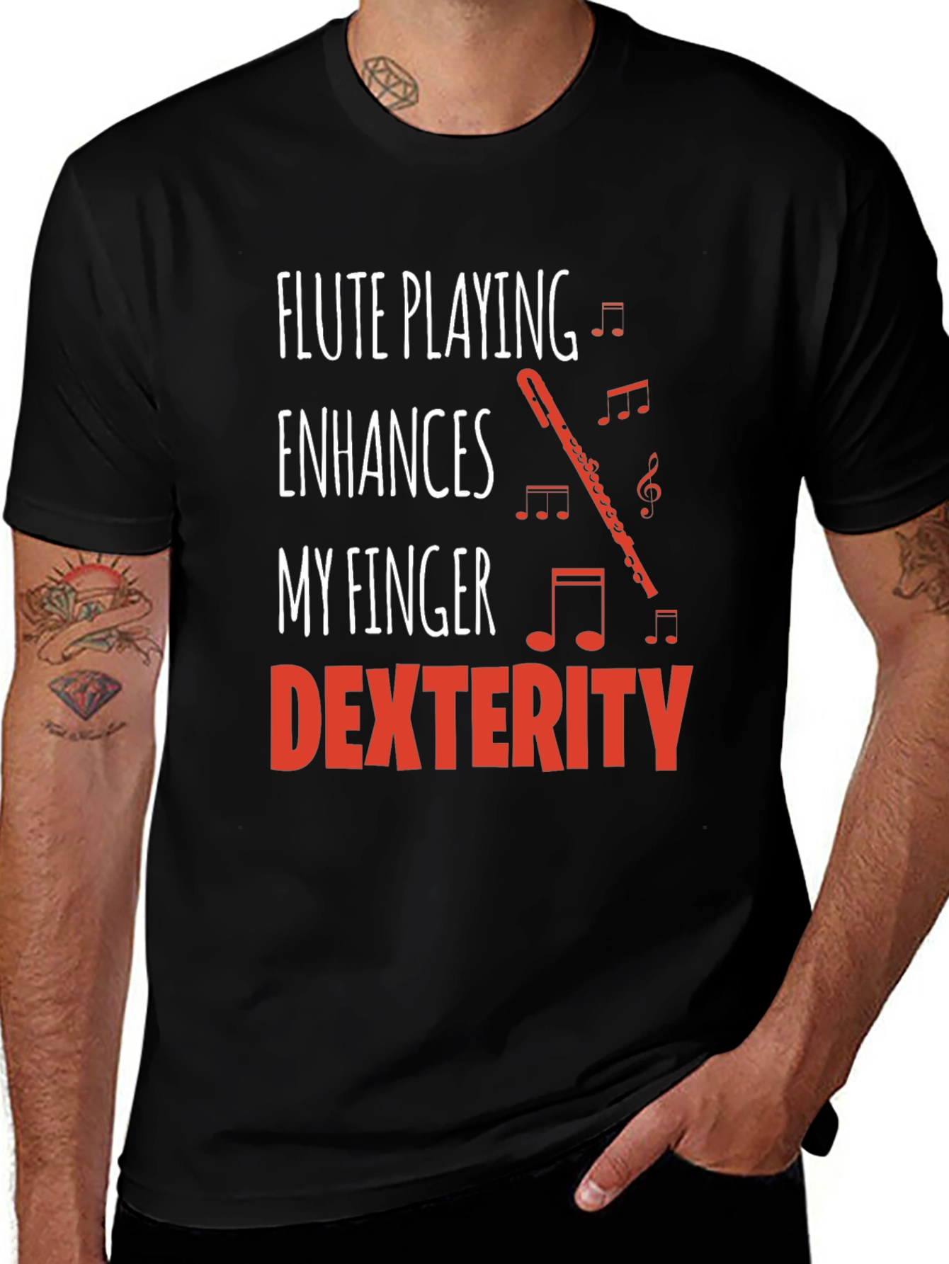 Variant 15 of Flute Playing Dexterity T-Shirt - Music Lover Gift