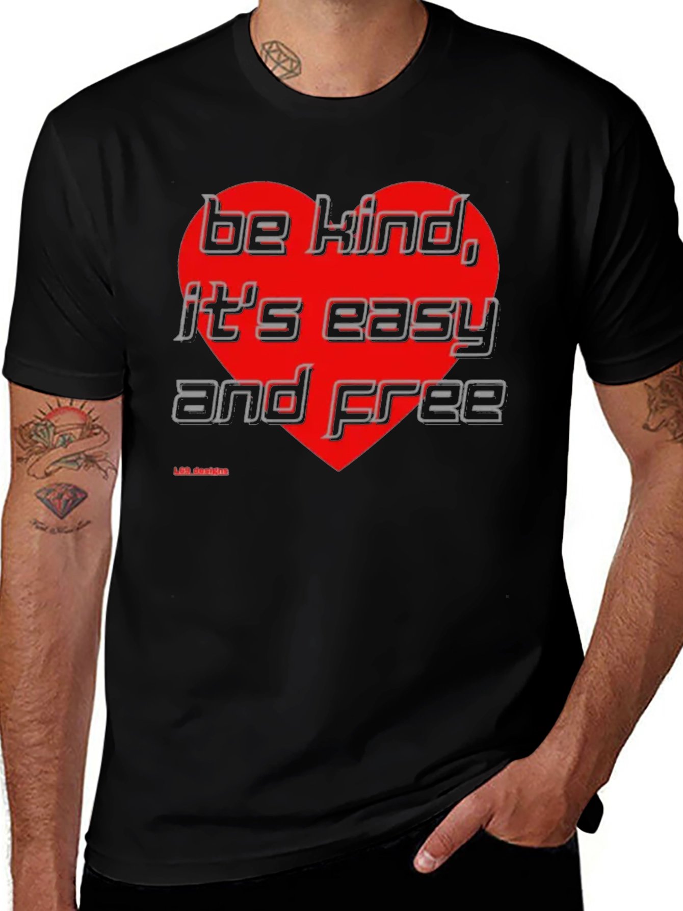Variant 15 of Be Kind Heart Graphic Black T-Shirt