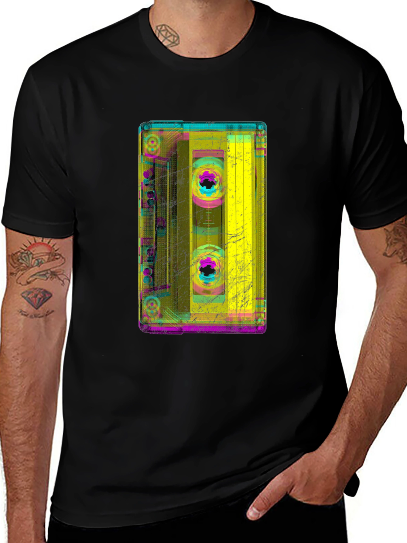 Variant 20 of Retro Cassette Tape Graphic Tee - Black Cotton T-Shirt